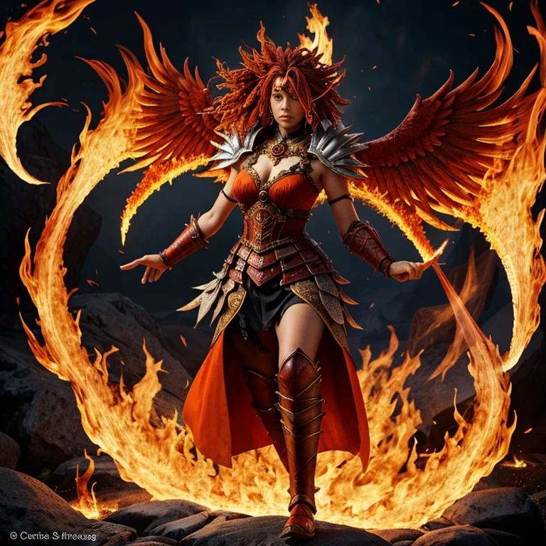 Powerful warrior channeling fiery flames