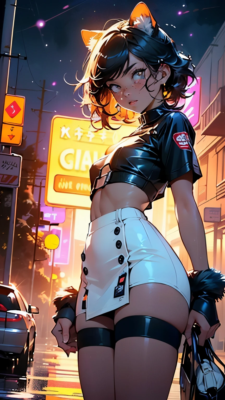 cute little cat ,(((little ,small tiny body,, chibi))),(((6 ))),((little cat with extremely cute and beautiful black hair)),(((cat girl,anthro furry cute,cat-girl))),(((cat ears,cat ears on head,big cat ears))),
(((flat chest))),(((black hair:1.35,messy blck hair,colored inner hair,ear breathing,))),((heterochromia:1.5, (orange_eye))),intricate eyes,beautiful detailed eyes,symmetrical eyes,big eyes:1.5,(((freckles on the face,freckles,freckled girl))),(((lustrous skin:1.5,bright skin: 1.5,skin tanned,shiny skin,very shiny skin,shiny body,plastic glitter skin,exaggerated shiny skin,illuminated skin,wet legs))),(detailed body,(detailed face)),
cute,slutty,erotic,(((nsfw))),
zettai ryouiki,revealing clothing,show skin,((rave shirt,neon shirt,rave mini-skirt,visible thong straps)),((underpants strap)),(wearing a rave outfit:1.3,rave clothes,semi-naked,with little clothing),((wet clothes,intricate outfit,intricate clothes)),
(dynamic pose:1.0),embarrassed,(centered,scale to fit dimensions,Rule of thirds),
cyberpunk city by the ocean at night, with bright neon signs and dark stormy clouds and puddles, scenery:1.25,nighttime, starry night, cosmos,Very dark night that makes the neon lights stand out, very bright neon lights,nighttime, starry night, cosmos,
artistic photography,(photography taken by sldr),highres, sharp focus, (ultra detailed, extremely detailed), (photorealistic artwork:1.37),(extremely detailed CG unity 8k wallpaper),((synthwave background theme)),(((vibrant colors))),(intricate background),(masterpiece),(best quality)