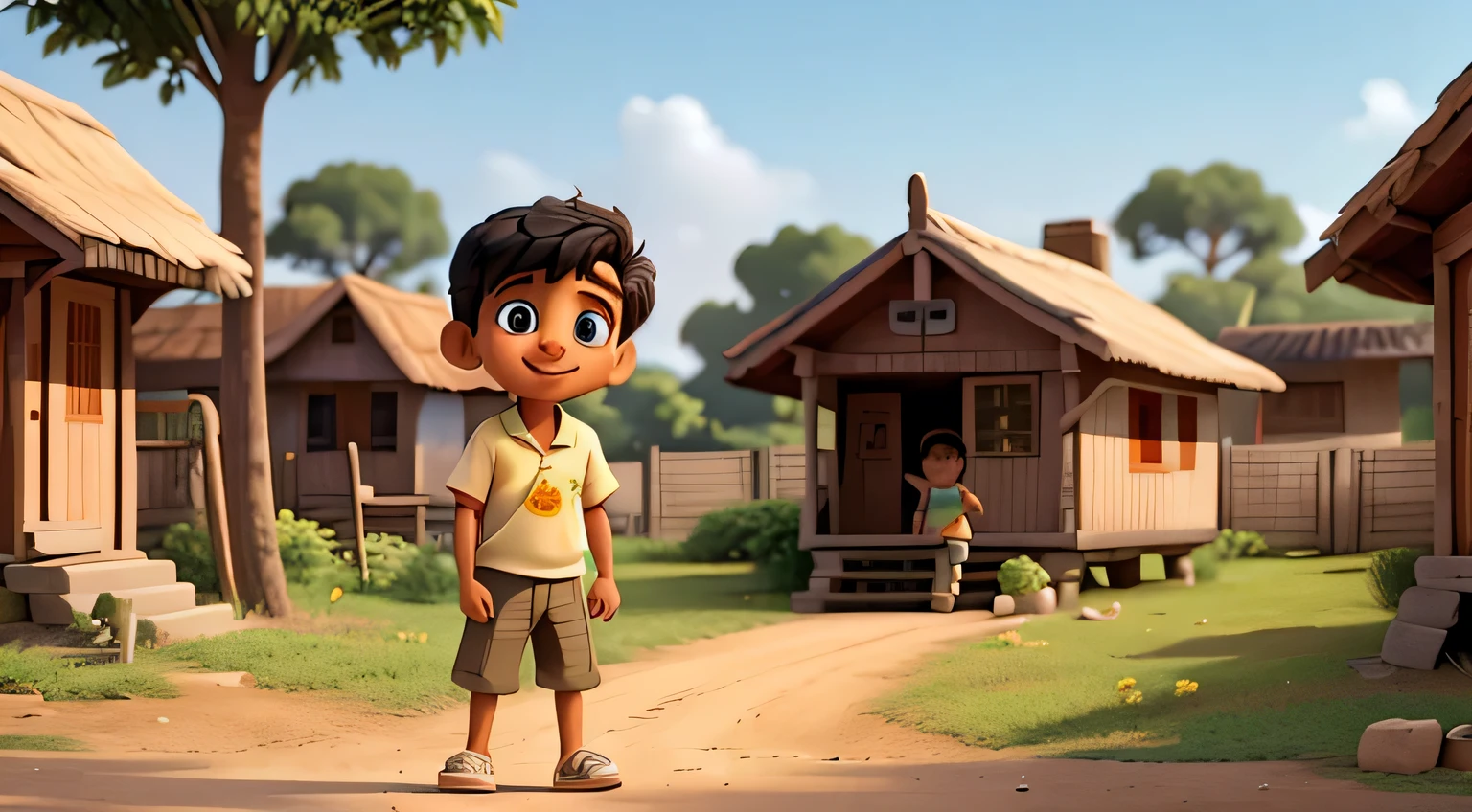 Describe Raju, a cheerful and curious ??? living in a small village.