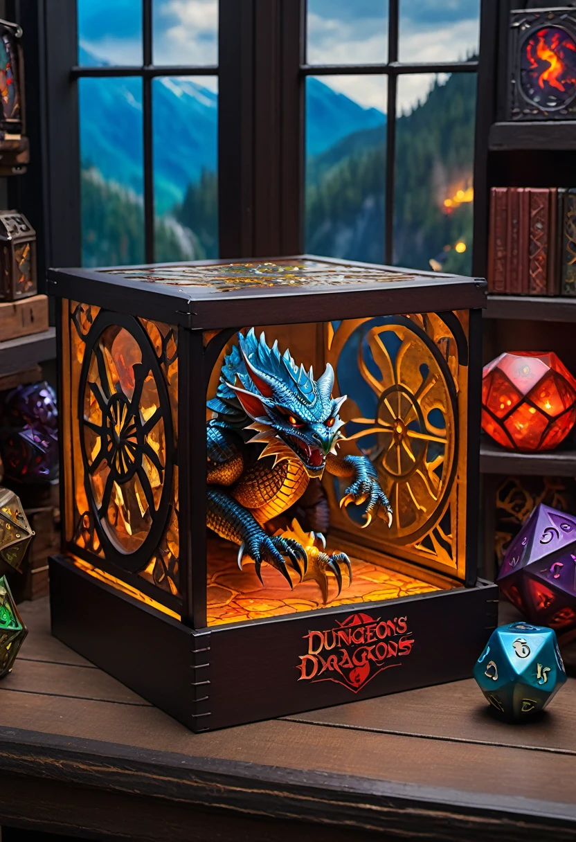 (best quality,4k,8k,highres,masterpiece:1.2),ultra-detailed, Dungeons & Dragons doll's inside a box, product for sale, in the window of a toy store,