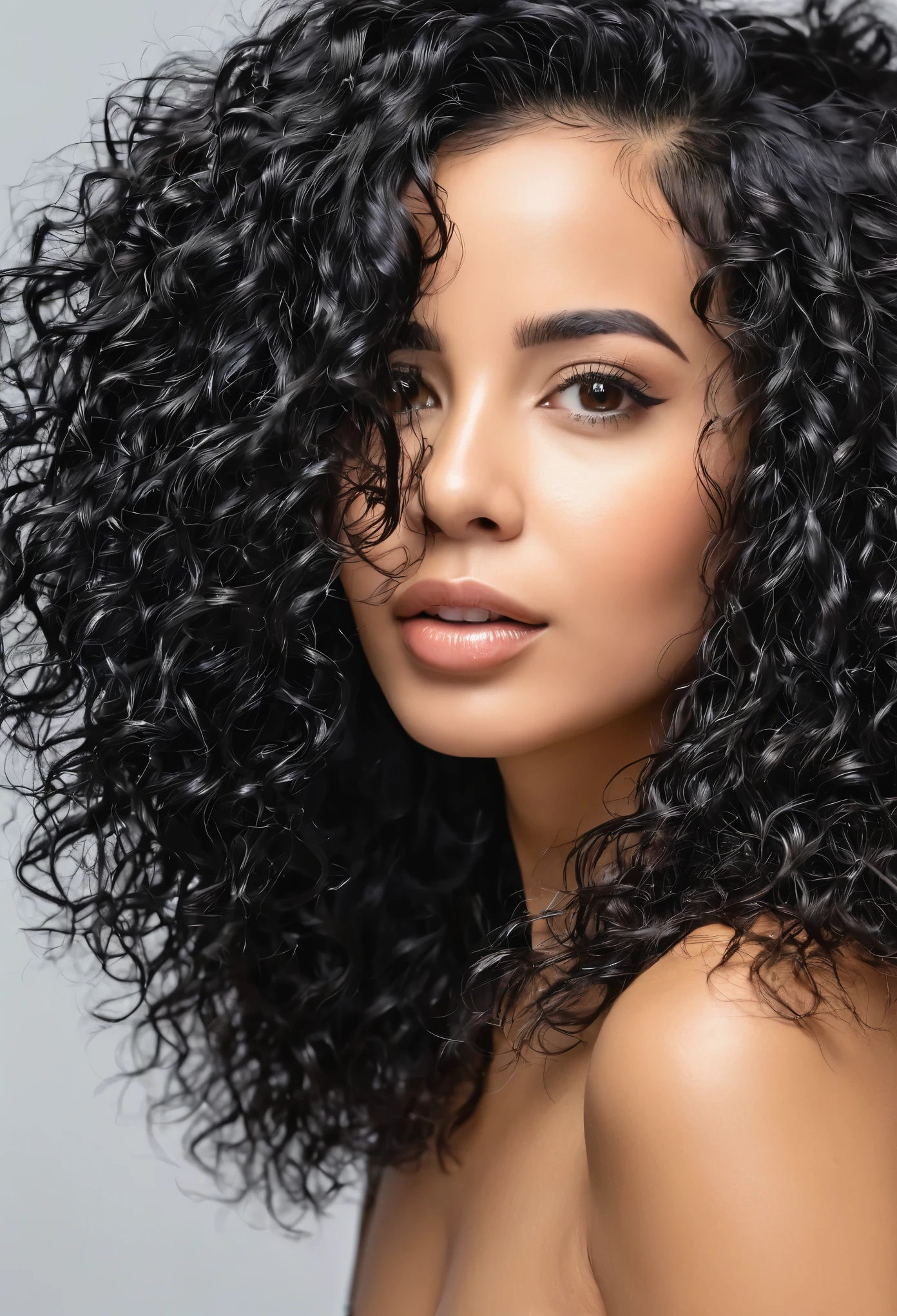Mulher preta,com cabelo loiro,peituda,nua