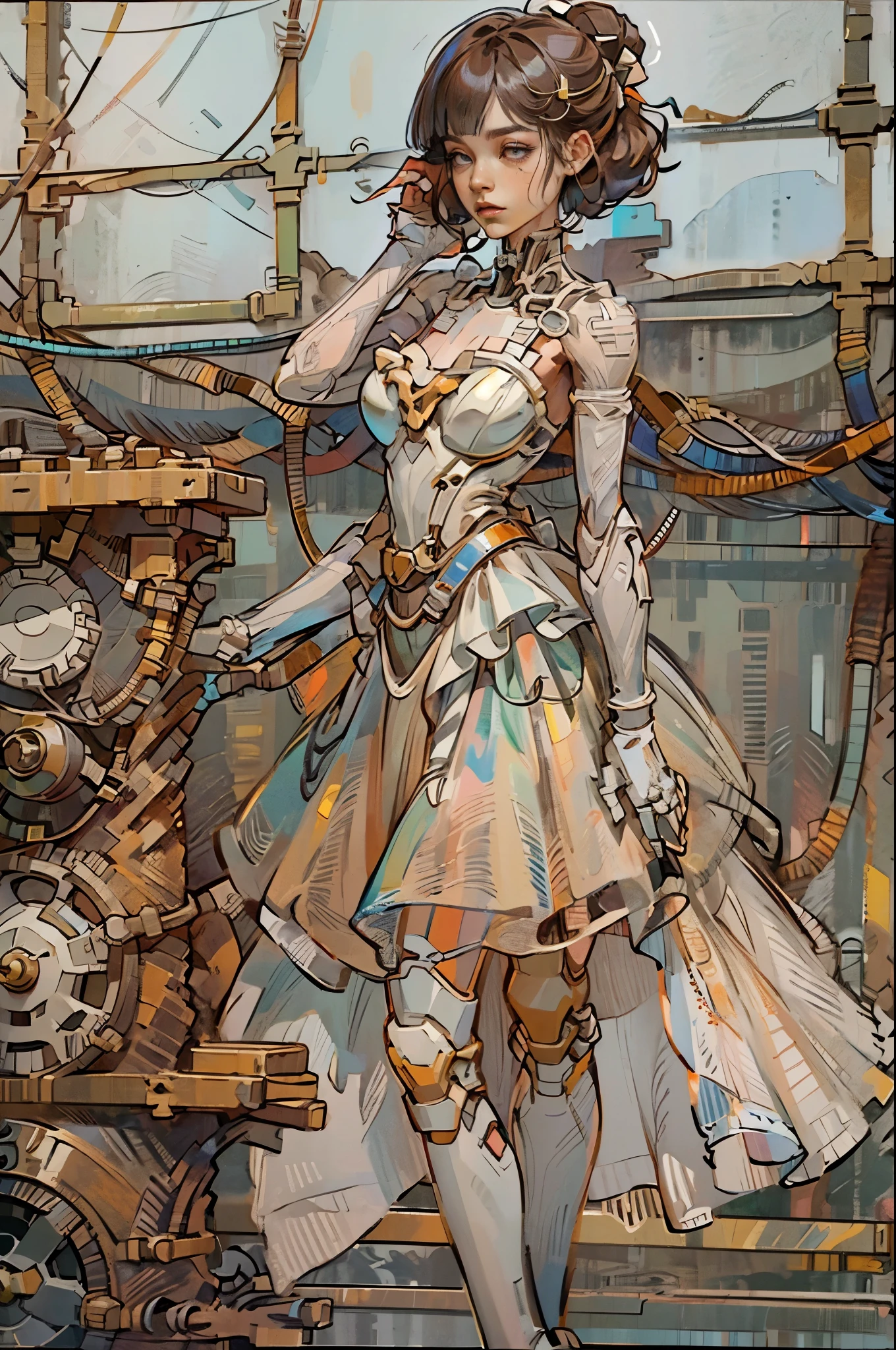 [Detailed illustrations, art, based on an extremely perfect anatomy, very detailed and detailed drawings, slow and gentle lines, realistic texture],((Colored wavy basic lines)),(Working with outstanding craftsmanship),(Western ghost town),HENTAI ANIME Girl Japanese beauty 15 years old Skinny (slim) short bob haircut (( Straight cut bangs)) (automatic) ((ballerina)),(swan) Tutu dress (Transparent Material) ((End)),(pearl),(Steampunk Alchemy),((Fine and beautiful skin expression (transparency))),((Clear Gaze)),((perfect eye detail (Beautifully drawn pupils in every detail))),(beautiful perfect face (Realistic Face Details)),((Beautiful hairstyle details)),(Proportional and ideal proportions)),(The design is made at a high level,(((Advanced structural understanding of materials)),Perfect color combination),((Decoration)) ((Dense detail)),(Detail,A high resolution)),[(Ultra-precision detail),((Multilayer texture)),high quality,A high resolution] (accurate simulation of the interaction of light and materials., understanding of air flow, Mechanically correct representation)),((Visual art with a sense of storytelling)).