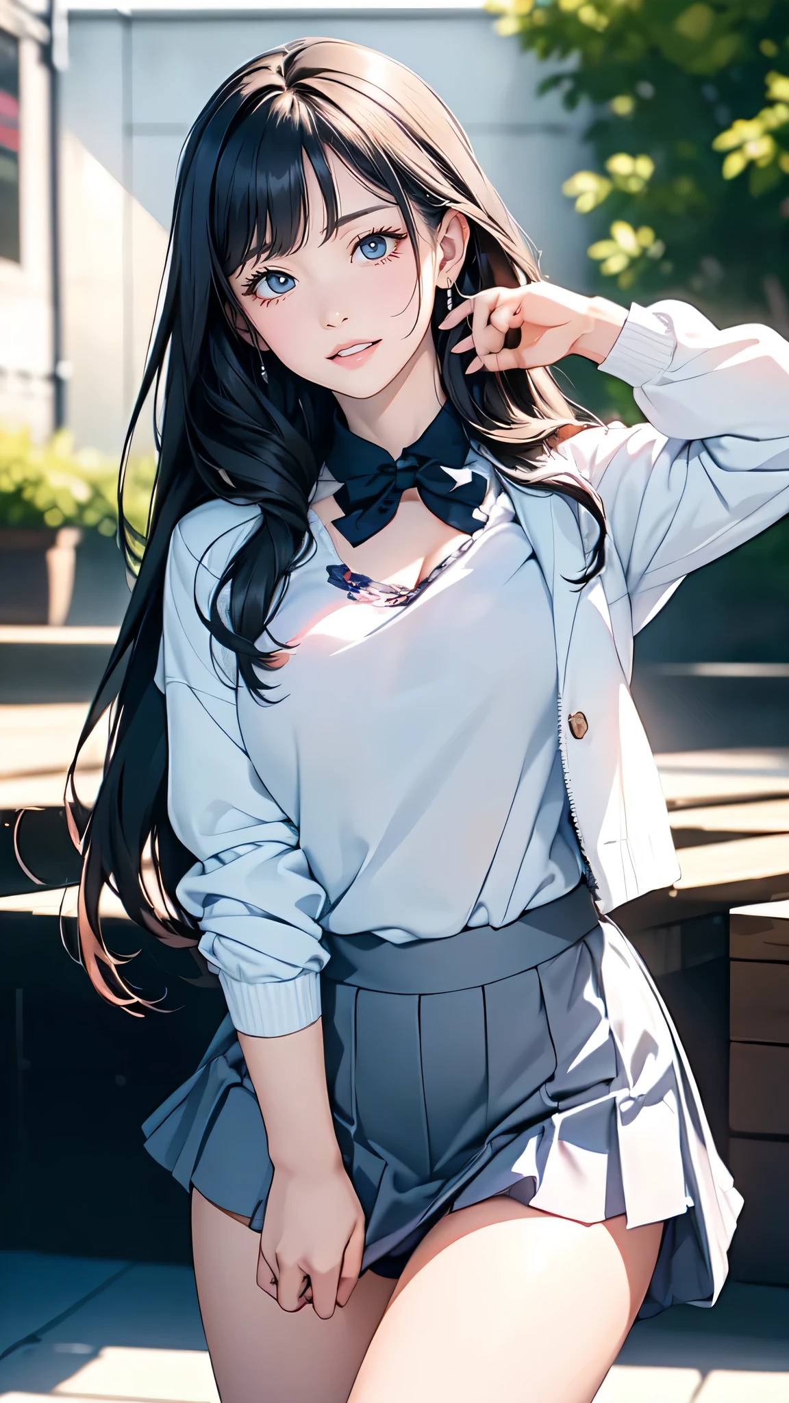 high school girl,(random place),(random pose),(long straight hair),(Highest image quality, (8K), Ultra-realistic, Best Quality, High quality, High Definition, high quality texture, high detailing, Beautiful detailed, fine detailed, extremely details CG, Detailed texture, realistic representation of face, masterpiece, presence, Dynamic, Bold)