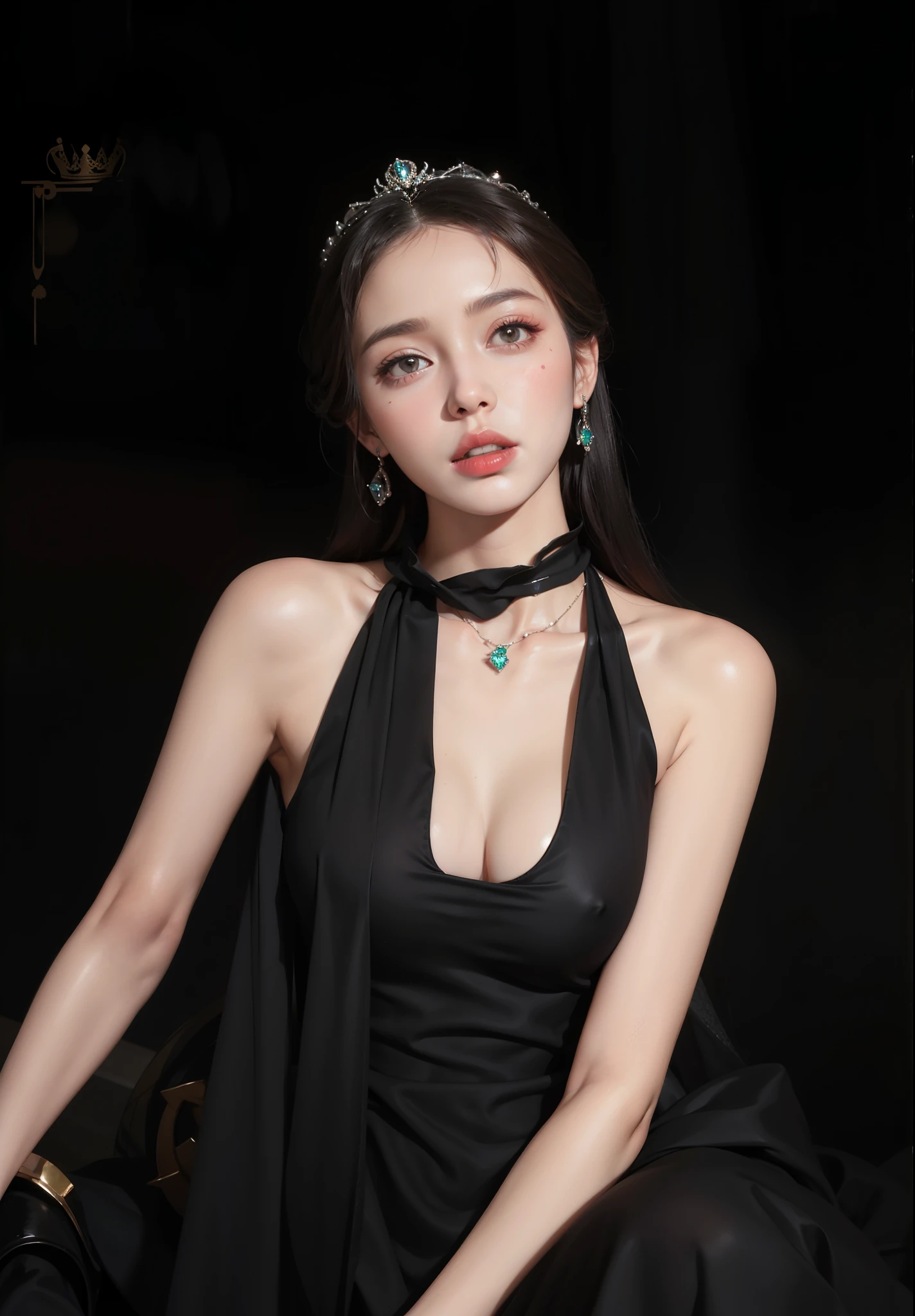 Royal sister,exquisite eyes,Frozen queen,put the crown on your head,Detailed facial expressions body,tall figure,Gorgeous,Leg length,4K,HD,Sensual,translucent lace,白皙plump figure,pretty face,Little cherry mouth,beautiful and delicious(3D royal sister),plump figure,gloss gel coat,Queen in luxurious dress,Crystal Gem Crown,Necklace jewelry,