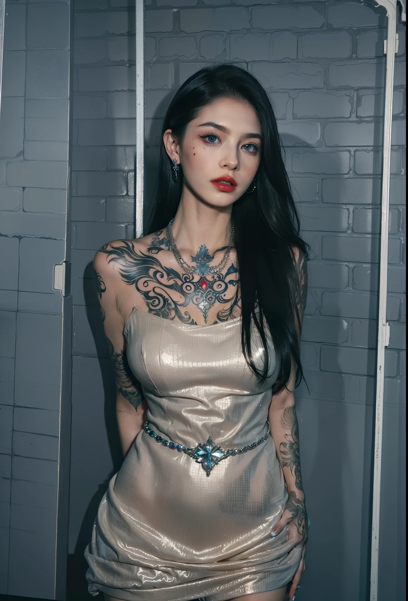 Royal sister，super detailed, Detailed face, movie stock photography , Portrait 400, F1 camera lens.6, rich and colorful, surreal, Realistic texture, dramatic lighting, film alembic 800 (8K, original photo, better quality, masterpiece: 1.2), super detailed, (highly refined skin: 1.2), 8K Ultra HD, SLR camera, soft light, high quality.ice queen，Succubus，fallen angel，blue pupils，Apply red lipstick，luxury clothing，Gorgeous jewelry，Colorful tattoos on body，big breasts，black tattoos(All over the body)，Hands are normal(Not deformed)，Five fingers neatly arranged，Fingers are repaired to normal