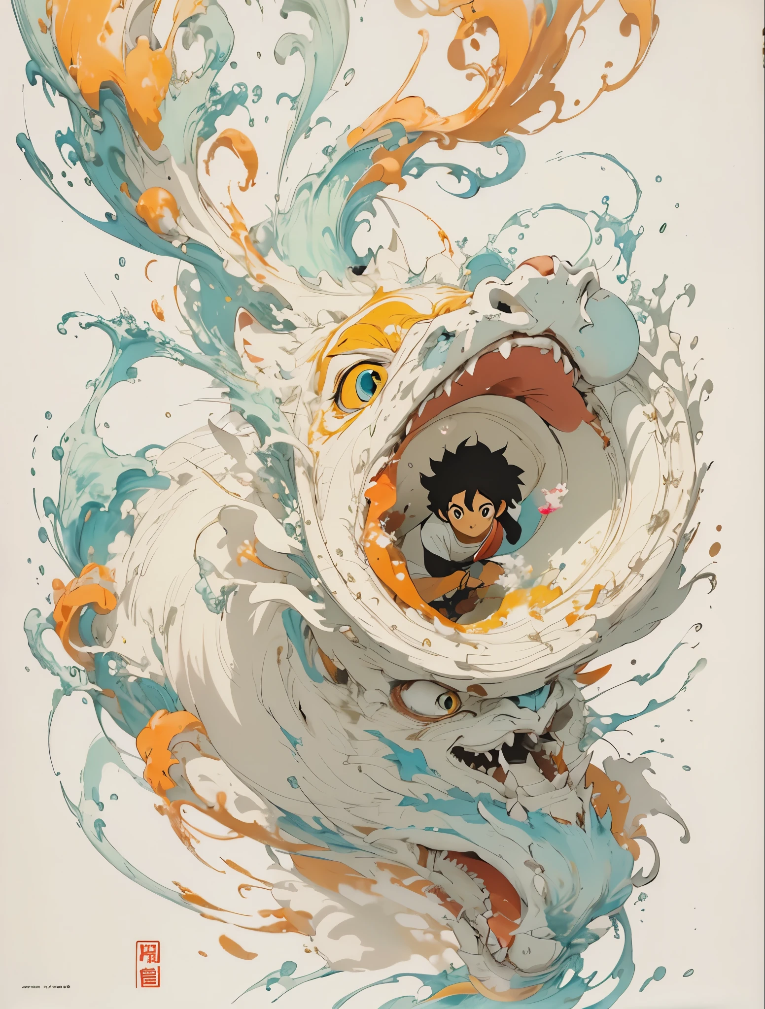 Bright and Colorful splash Art by studio ghibli