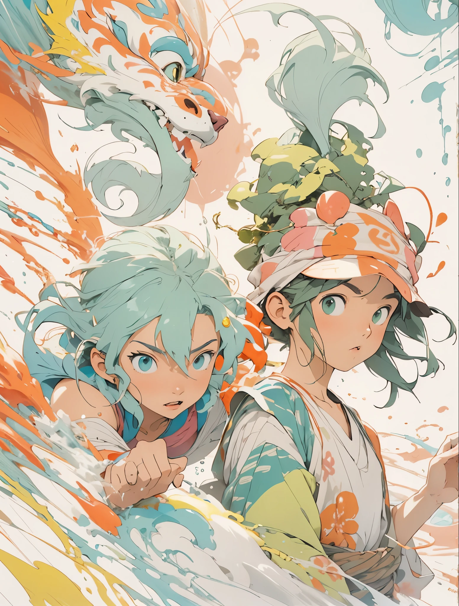 Bright and Colorful splash Art by studio ghibli