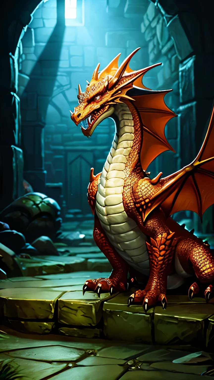 A dragon in a dungeon in a role-playing game