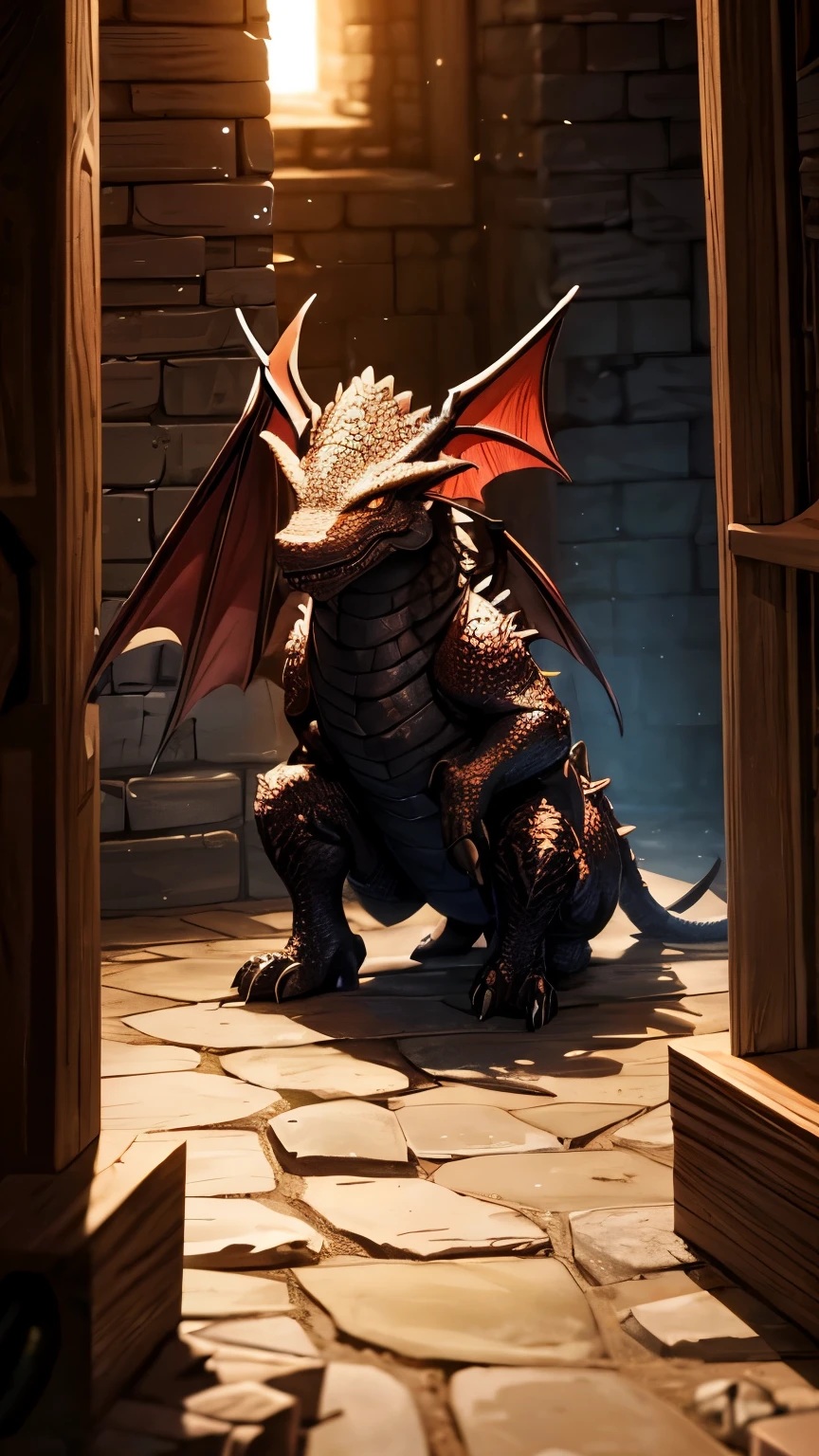 A dragon in a dungeon in a role-playing game