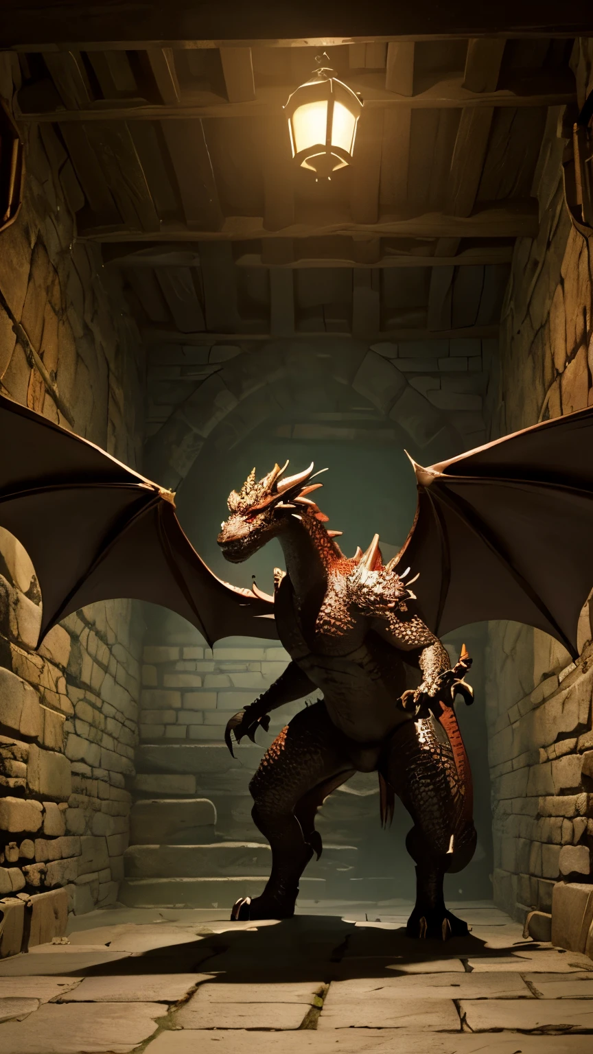 A dragon in a dungeon in a role-playing game