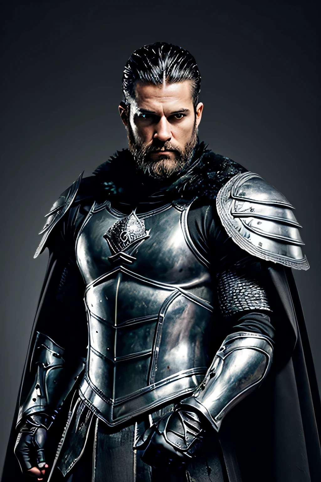 (realistic face focus details, Black Swan viking makeup, masterpiece, best quality, cinematic lighting, natural shadow, greatest details, professional photography, detailed background, depth of field, insane armor details, intricate face, aesthetic, detailed, underground scatter, realistic hair, realistic eyes, muscular, male, large pectorals, (shiny skin: 1), (sweat: 0.5), photo of a handsome man, silver armor clothing knights, Black Swan feathers, cape celestial mage, boots, gloves, high resolution rpg mage outfit, realistic, professional, ultra-detailed), muscular man in his forties, nude, detailed facial features, strong and defined muscles, natural and confident pose, toned and tanned skin , sculpted abdomen and arms, prominent veins, shiny sweat, perfect lighting, studio environment, chiaroscuro effect, intense gaze, masculine and powerful presence, contrasting background, minimalist composition, monochromatic color scheme, sensual and artistic portrait.