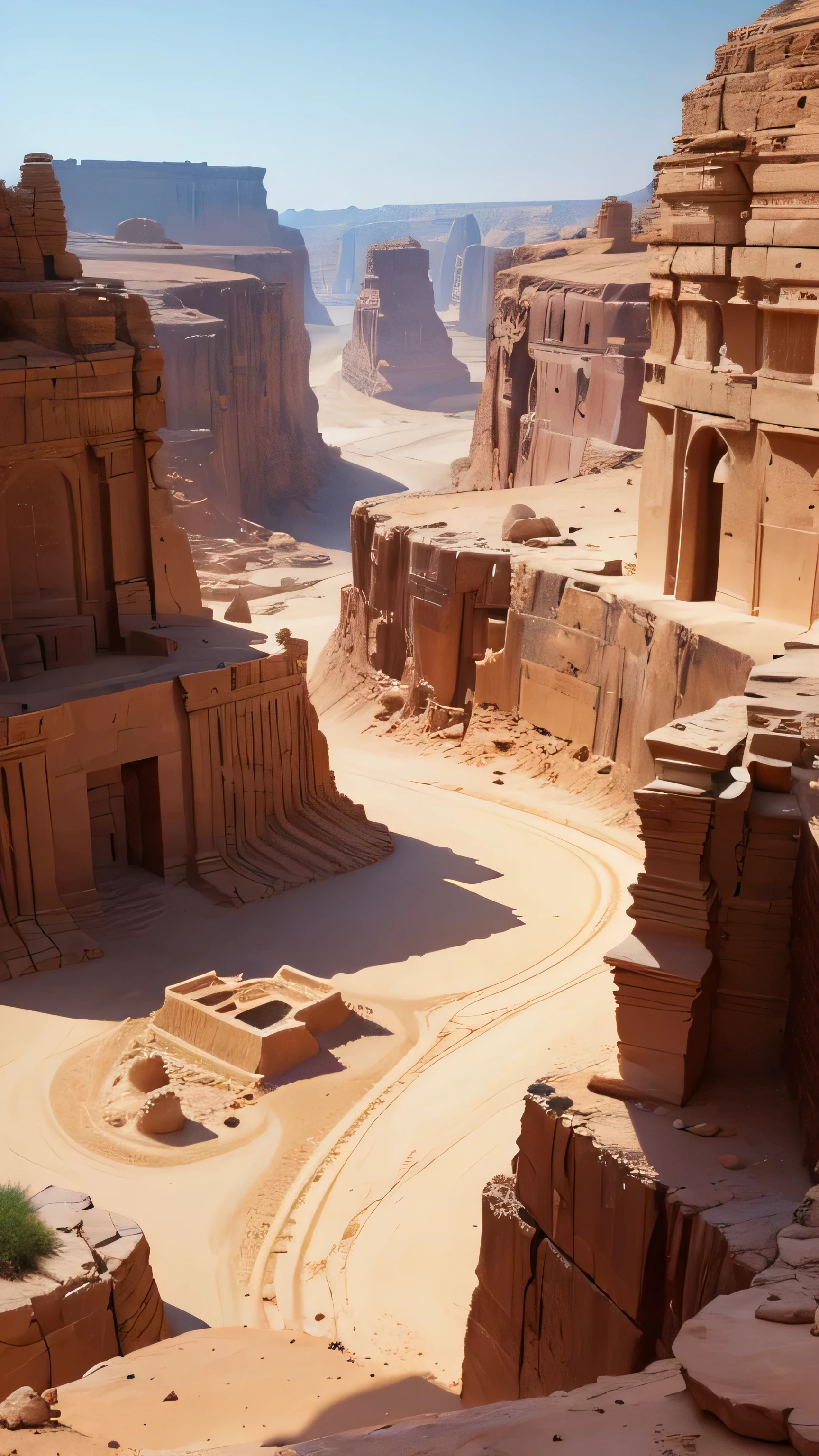 An ancient city hidden in the desert cliffs of Jordan, close up 8k, high resolution