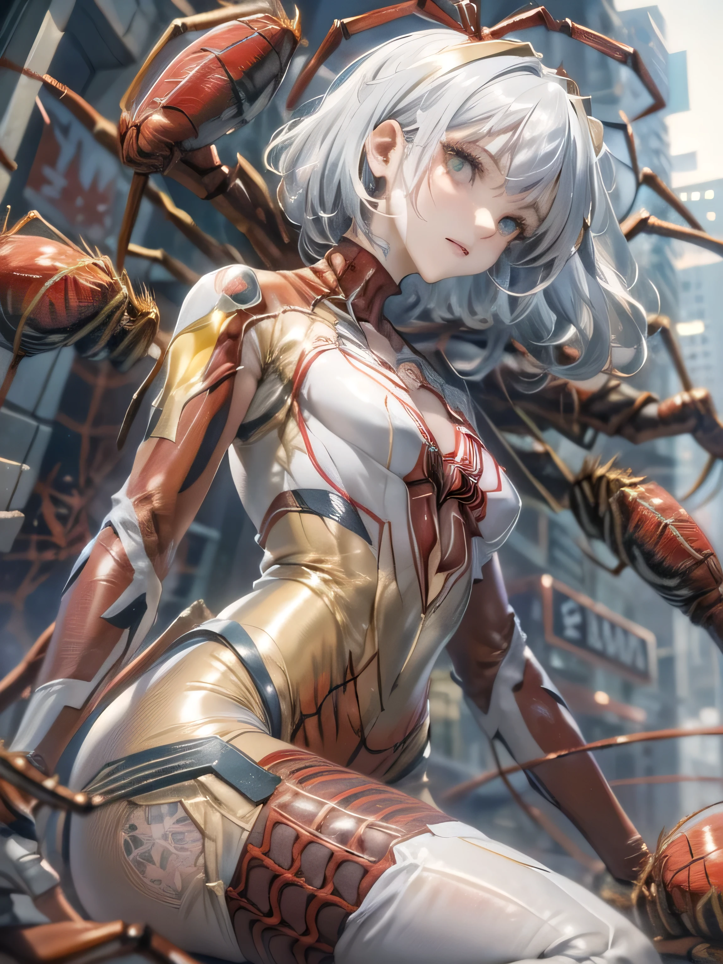(photorealistic:1.8, highest quality:1.8,8K masterpiece:1.8,High resolution,muste piece:1.8,RAW Photos,cinematic lighting),No split screen, cyber punk、Back alley of the city at night、rain-soaked ground、vapor、
(1 android girl:1.3)、Completely naked、choker、beautiful breasts、Professional Wrestling Masks、spider girl、(Rei Ayanami)、
(High leg red spider tight suit:1.7)、((Moderate chest:1.3)、Arachne tattoo on chest、Arachne:1.2)、
(look back、open your legs boldly、squat、raise your hand:1.2)、(Body fluid adhesion:1.4)、spiderweb、The white body contains Arachne threads.、plump nipples、Nipples are visible through the costume,cameltoe,
(Beautiful, shining yellow, red, blue, white, gray, gold hair:1.5)、Disdainful