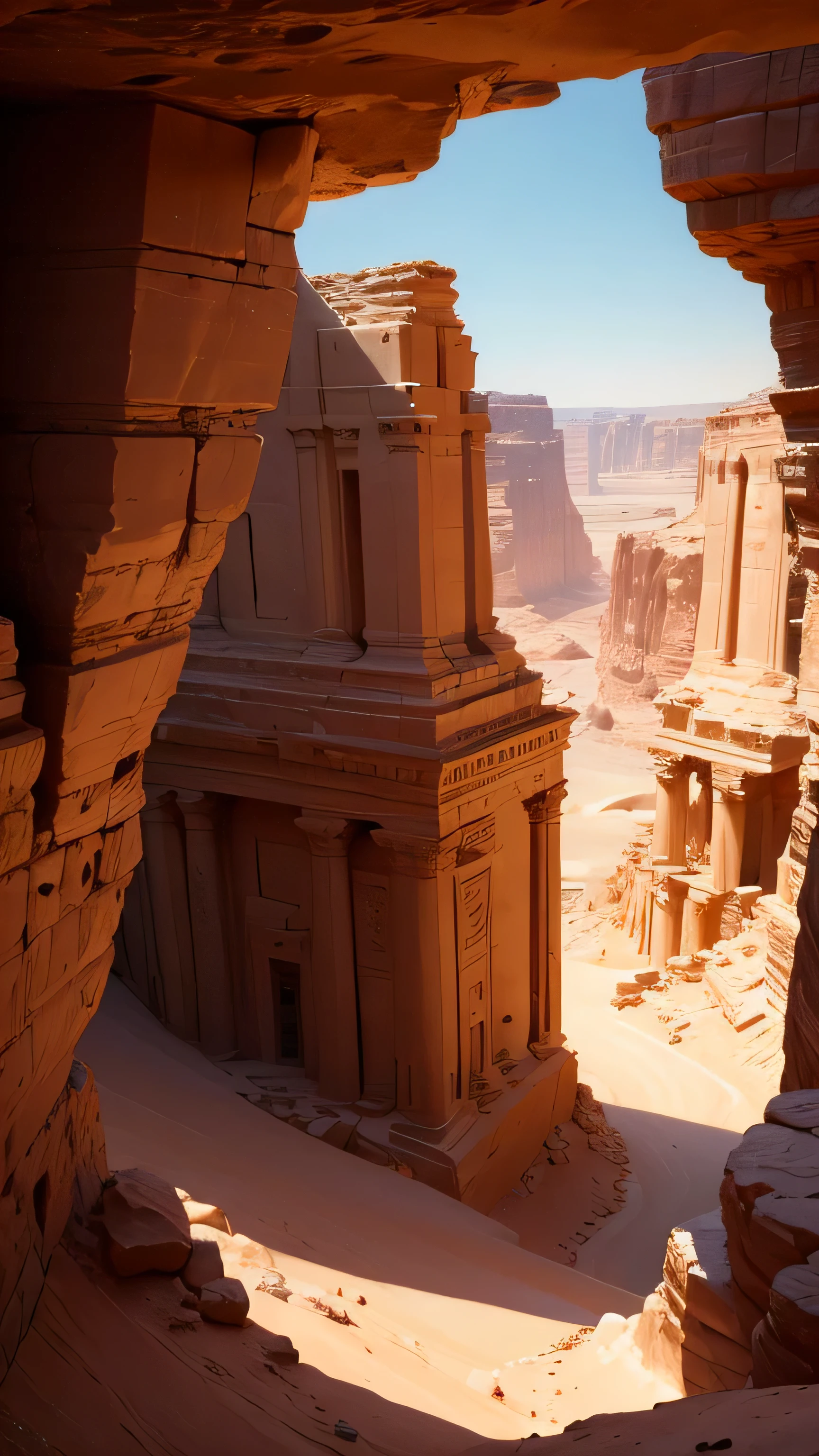 An ancient city hidden in the desert cliffs of Jordan, 8k, high resolution