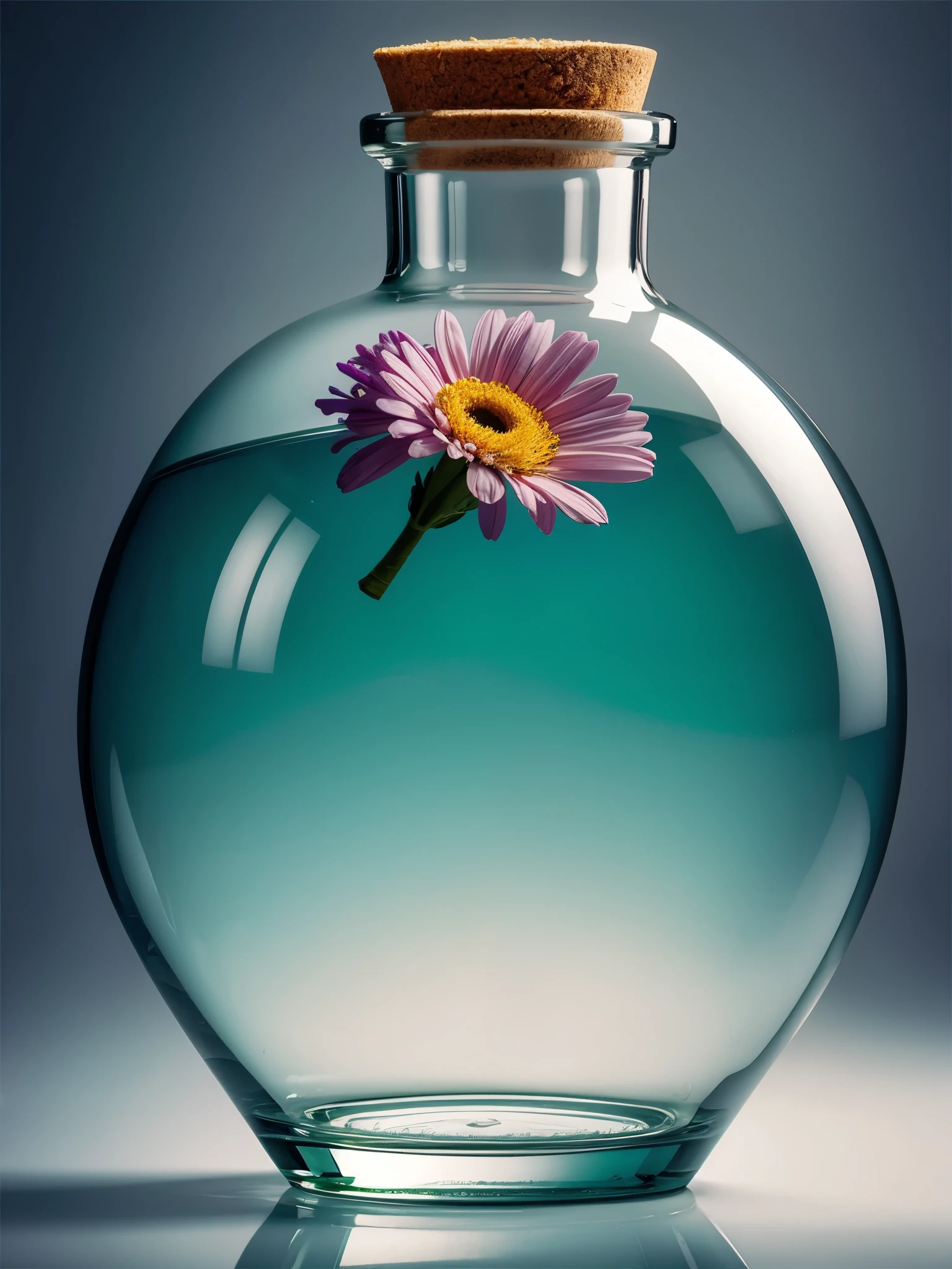 Una flor dentro de una botella de vidrio