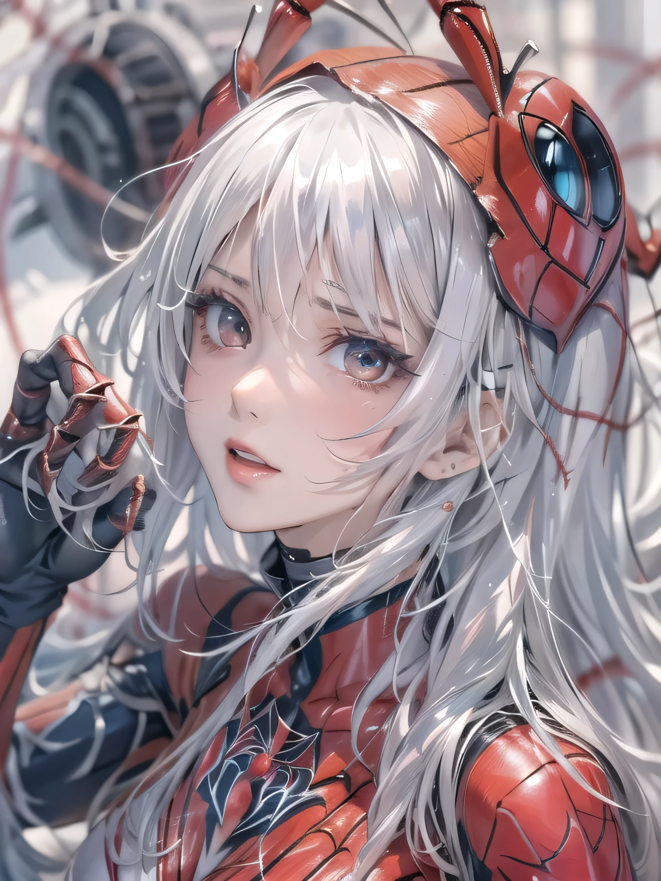 (photorealistic:1.8, highest quality:1.8,8K masterpiece:1.8,High resolution,muste piece:1.8,RAW Photos,cinematic lighting),No split screen, cyber punk、Back alley of the city at night、rain-soaked ground、vapor、
(1 android girl:1.3)、Completely naked、choker、beautiful breasts、Professional Wrestling Masks、spider girl、(Rei Ayanami)、
(High leg red spider tight suit:1.7)、((Moderate chest:1.3)、Arachne tattoo on chest、Arachne:1.2)、
(look back、open your legs boldly、squat、raise your hand:1.2)、(Body fluid adhesion:1.4)、spiderweb、The white body contains Arachne threads.、plump nipples、Nipples are visible through the costume,cameltoe,
(Beautiful, shining, blue-white-silver hair:1.5)、Disdainful