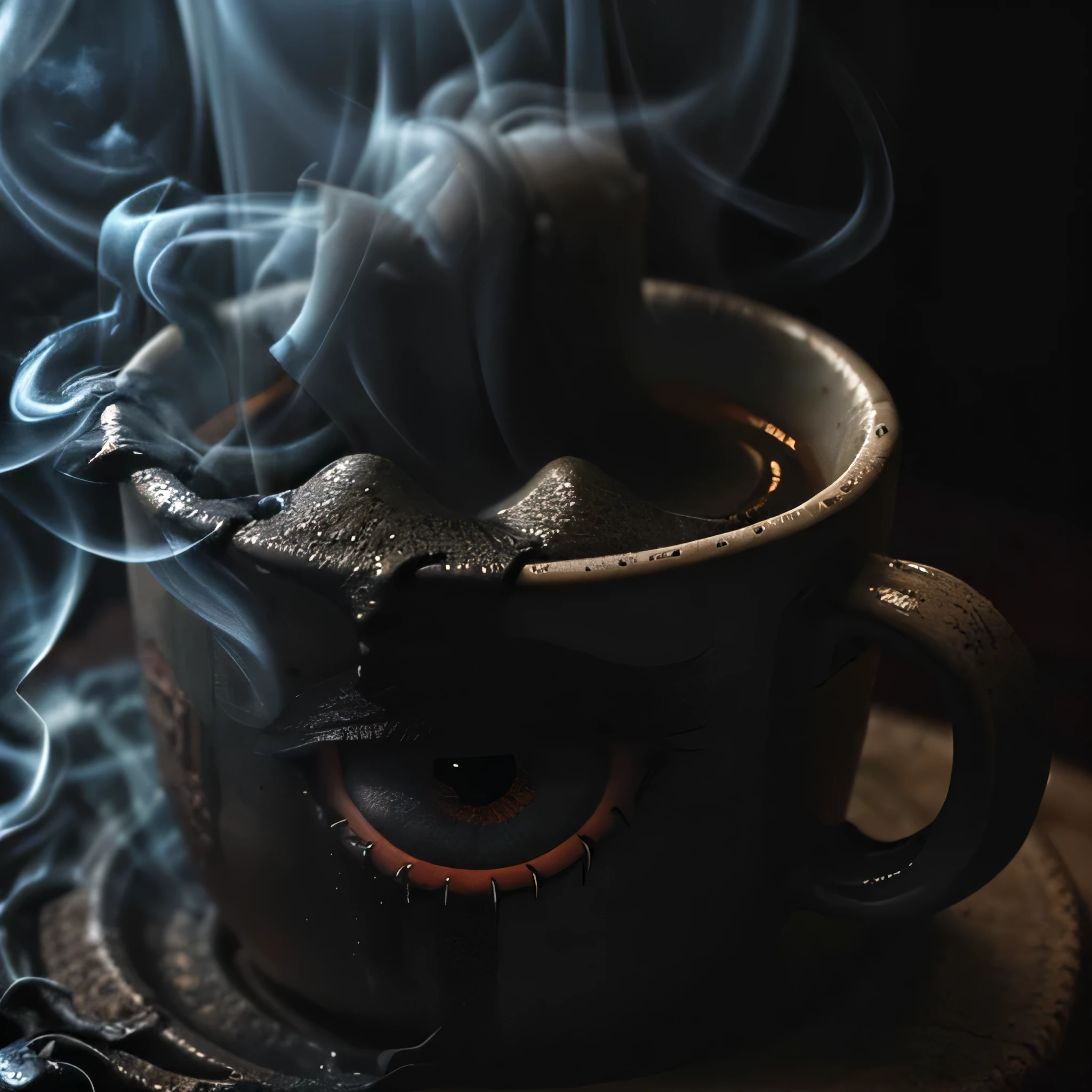 HalloweenGlowStyle a chipped teacup <lora:HalloweenGlowStyle:0.5> a chipped teacup, (smoke:0.5), disintigrate, dissolve, shatter, scatter, ral-dissolve a chipped teacup <lora:ral-dissolve-sd15:0.7>, (wind:0.7), (swirl:0.6), (Masterpiece:1.3) (best quality:1.2) (high quality:1.1)