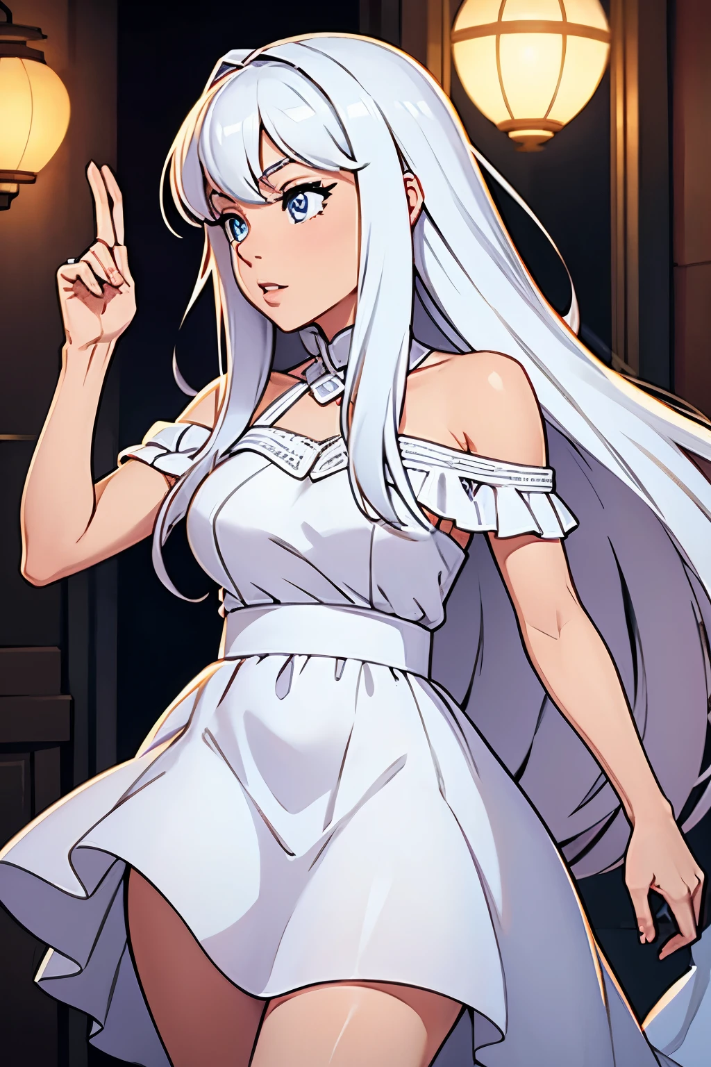 ACMXF, wearing a white dress, high quality,4k,