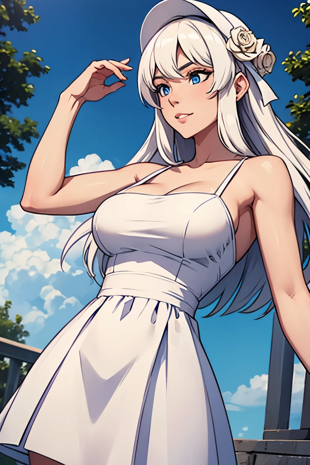 ACMXF, wearing a white dress, high quality,4k,