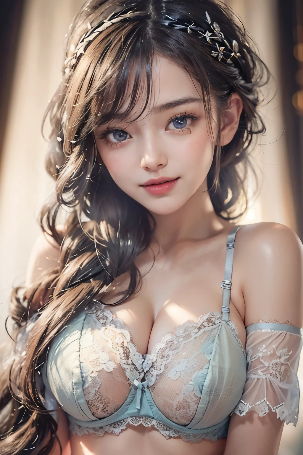 1woman, (Ultra realistic, high res), (highly detailed eyes, highly detailed hair, highly detailed face, highly detailed plump lips), (off shoulder with open breasts), breasts, upper body, caute smile, (best quality:1.4), Raw photo, (realistic, photo-realistic:1.37), professional photography, cinematic light, (fine face: 1.2),fashion model 20 years old, cute, [[[[pure eyes]]]], [[[[closeup]]]], [[[[chest]]]], [[[[neck]]]], [[[[shoulders]]]], perfect eyes, perfect iris, perfect lips, perfect teeth, perfect skin, soft front light, glow, HDR, (muted colors:1.2), Retrato da mulher、white skin、((cabelo Castanho ondas suaves)) Best Blanco Romantico、8k resolution、Frente Illuminada、アメリカの女の子のPortrait、solo、20-year-old、beautiful face、Upper body、medium side cut、beautiful black hair、beautiful little face woman, solo,　black theme,　look at the audience,one woman, It&#39;s real, Wolfsan-6500-V1.3, anime、animeスタイル、beautiful diamond eyes、20 year old american girl、braided hair、swimsuit、portrait beautiful detailed woman, very detailedな青い顔, Reality, beautiful narrow blue eyes, huge file size, Super detailed, High resolution, very detailed, highest quality, masterpiece, An illustration, very detailed, ticker, Unite, 8K painting wallpaper, fine, fine details, masterpiece, highest quality, Hvery detailed ticker uniform 8K wallpaper, face light movie lighting、cuteブラウス, dark background, oil, masterpiece, diffused soft film lighting, Portrait, highest quality (perfect face:1.4),stunning girl pictures,(8K and、photorealistic:1.25) 、(lip gloss、eyelashes、shiny face、shiny skin、highest quality、超High resolution、Depth of the bounds written、chromatic aberration、caustic road lighting、natural shading、sexy 1girl, Extremely cute, Amazing face and eyes, (Beautiful lovely smile), (extremely detailed beautiful face), bright and shiny lips, (cute bikini:1.3), (very elaborate lace bra:1.5), smooth skin, super beautiful, attractive, (Best Quality:1.4), (hyper quality), (Ultra-detailed), (hyper-realistic, Photorealsitic:1.37), Authentic skin texture, complex details, extremely detailed CG unified 8k wallpaper, RAW Photos, professional photograpy, Cinematic lighting, coast, sea, palm trees,masterpiece, best quality, high quality, High definition, High quality texture, High quality shadow, high detail, beautiful detailed, finely detailed, extremely detailed cg, detailed texture, a realistic representation of the face, realistic, colorful, delicate, Cinematic Light, sidelighting, Lens Flare, Ray tracing, sharp focus, (intrica