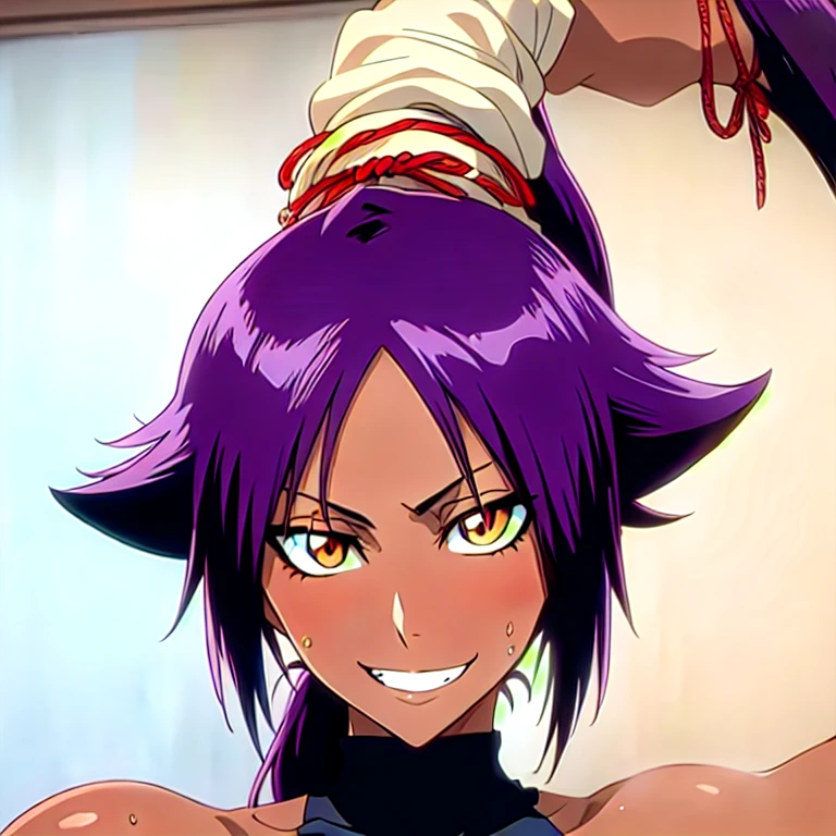 (masterpiece,8k_wallpaper、best quality:1.4), 1girl, solo,(((shihouin yoruichi))),dark skin
