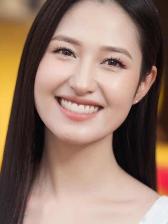 (realistic、masterpiece、Best Quality、8K、highres、high resolution:1.3)、1 girl、Huge breasts、smile, white bikini、smile, pale white skin、looking at viewers、super fine face and eyes、long hair、indoor、 upper body、