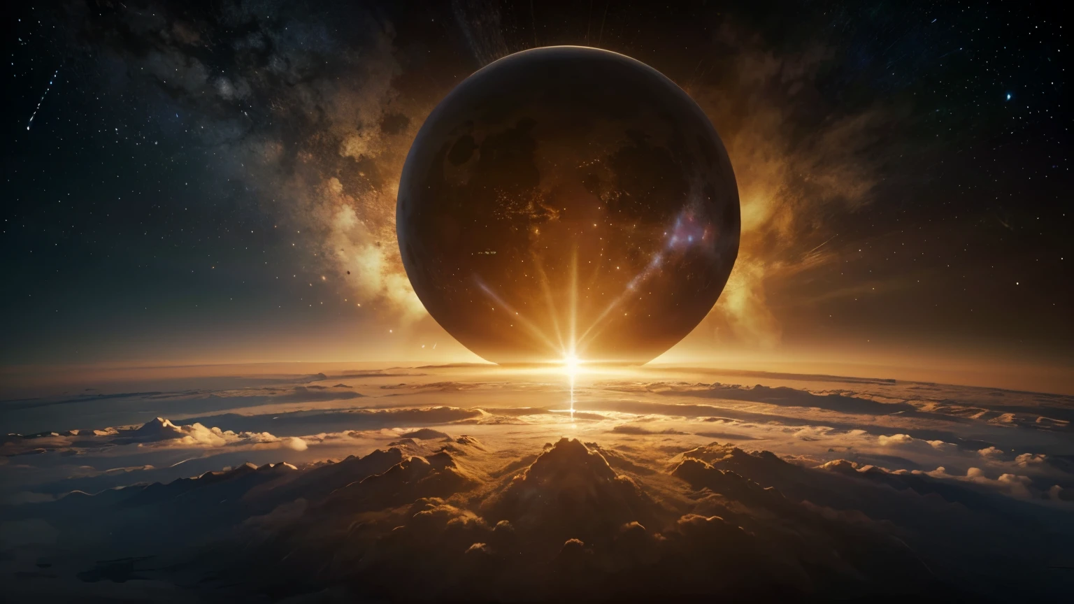 Please create a high definition image that represents the creation of the world as described in the Bible. The image must contain only the fourth creation made by God