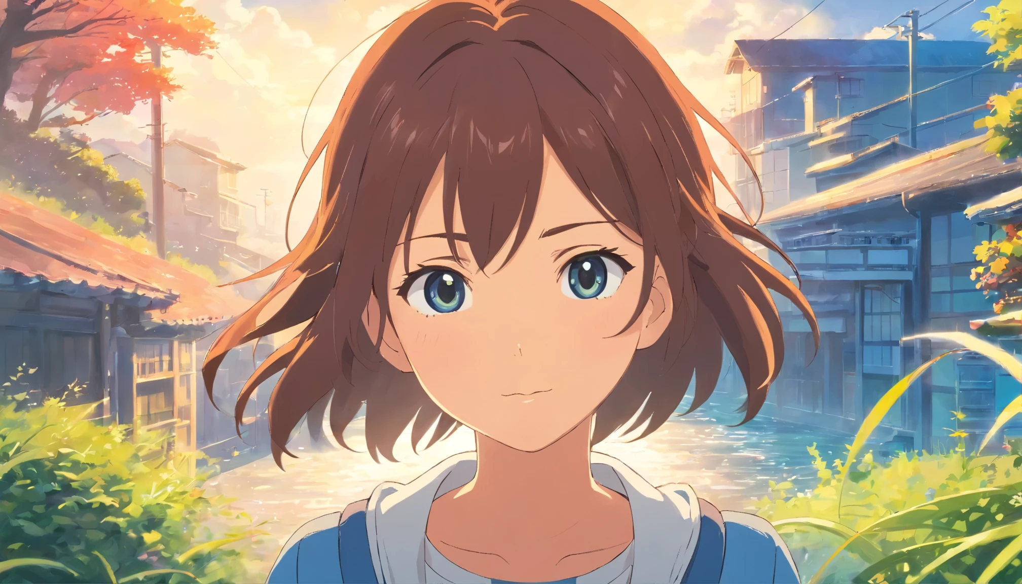 makoto shinkai,Makoto Shinkai&#39;s style,teenage girl,Japanese,from the front