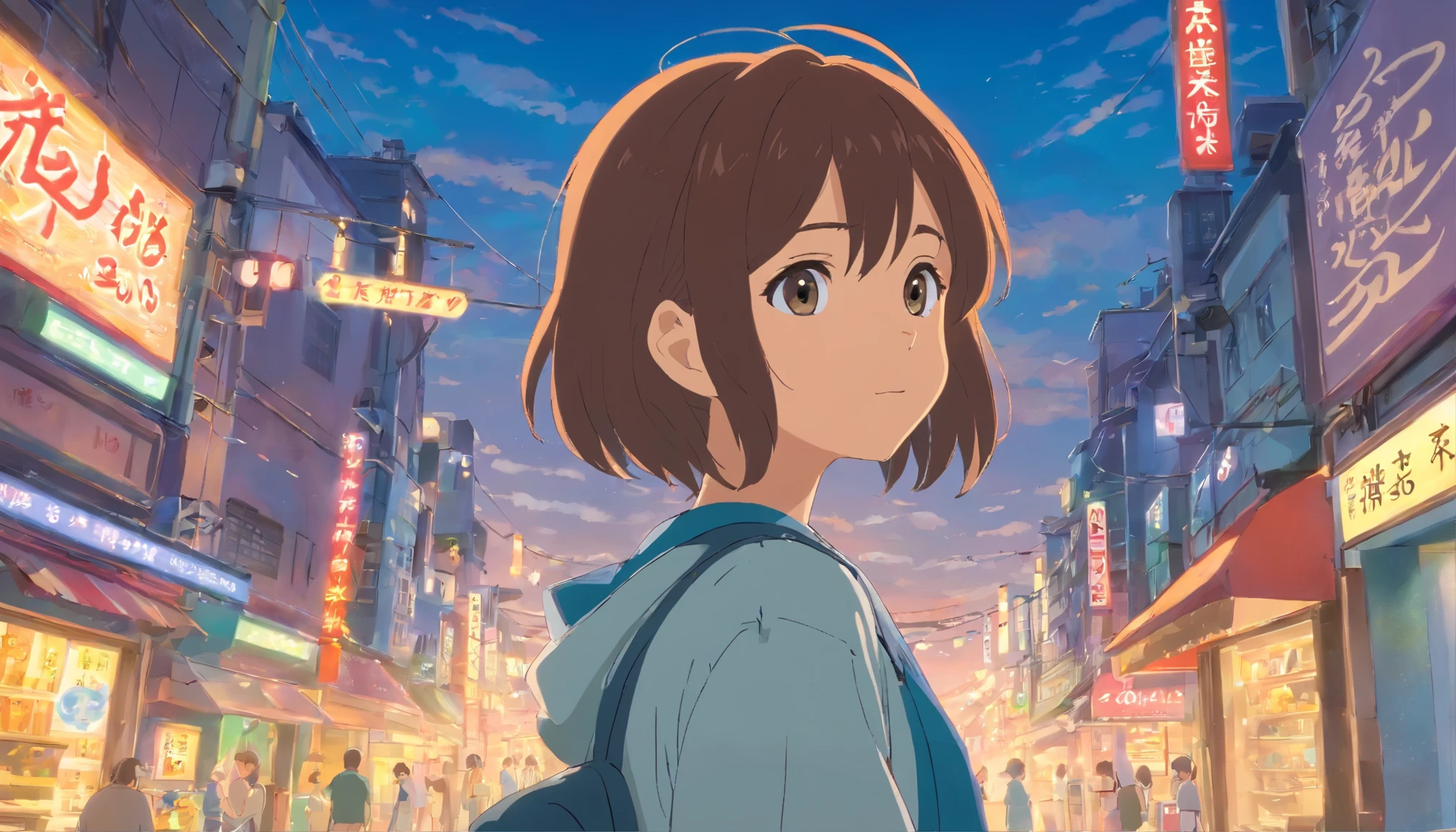 makoto shinkai,Makoto Shinkai&#39;s style,teenage girl,Japanese,from the front