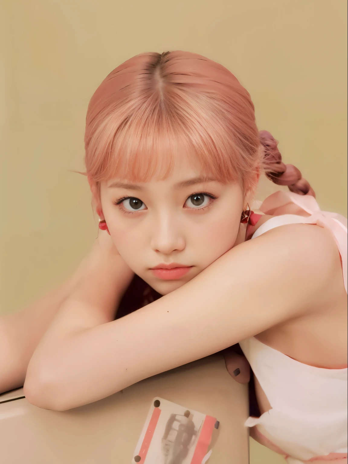 there is a young woman sitting on a suitcase with her hands on her head, portrait of jossi do blackpink, parque roseanne de blackpink, jossi do blackpink, retrato de jisoo blackpink, lalisa manobal, Lalisa Manoban do Blackpink, jia, Jisoo do Blackpink, estacionar a partir de-min, Jinyoung Shin, Jisoo do Blackpink, jaeyeon nam