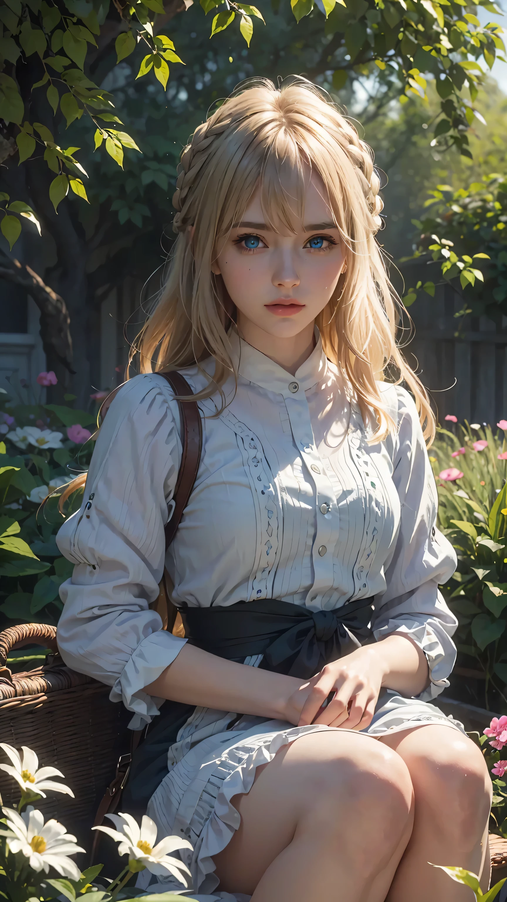 The tooltip for a given topic is as follows: "Girl with a European face, Aryan face, Violet, 1girll, Solo, view the viewer, Blue eyes, Blonde hair, (Best Quality, 4k, 8K, hight resolution, Masterpiece:1.2) Ultra-detailed features, including realistic, Photorealistic eyes and face. The image shows a medium (Insert Material) that resembles an illustration, oil painting, or 3D rendering. Girl in garden with bright flowers and sharp focus, soft studio lighting. The overall atmosphere is calm and serene, with a touch of unearthly beauty. The color scheme is dominated by shades of black, Creating a dreamy and surreal aesthetic."