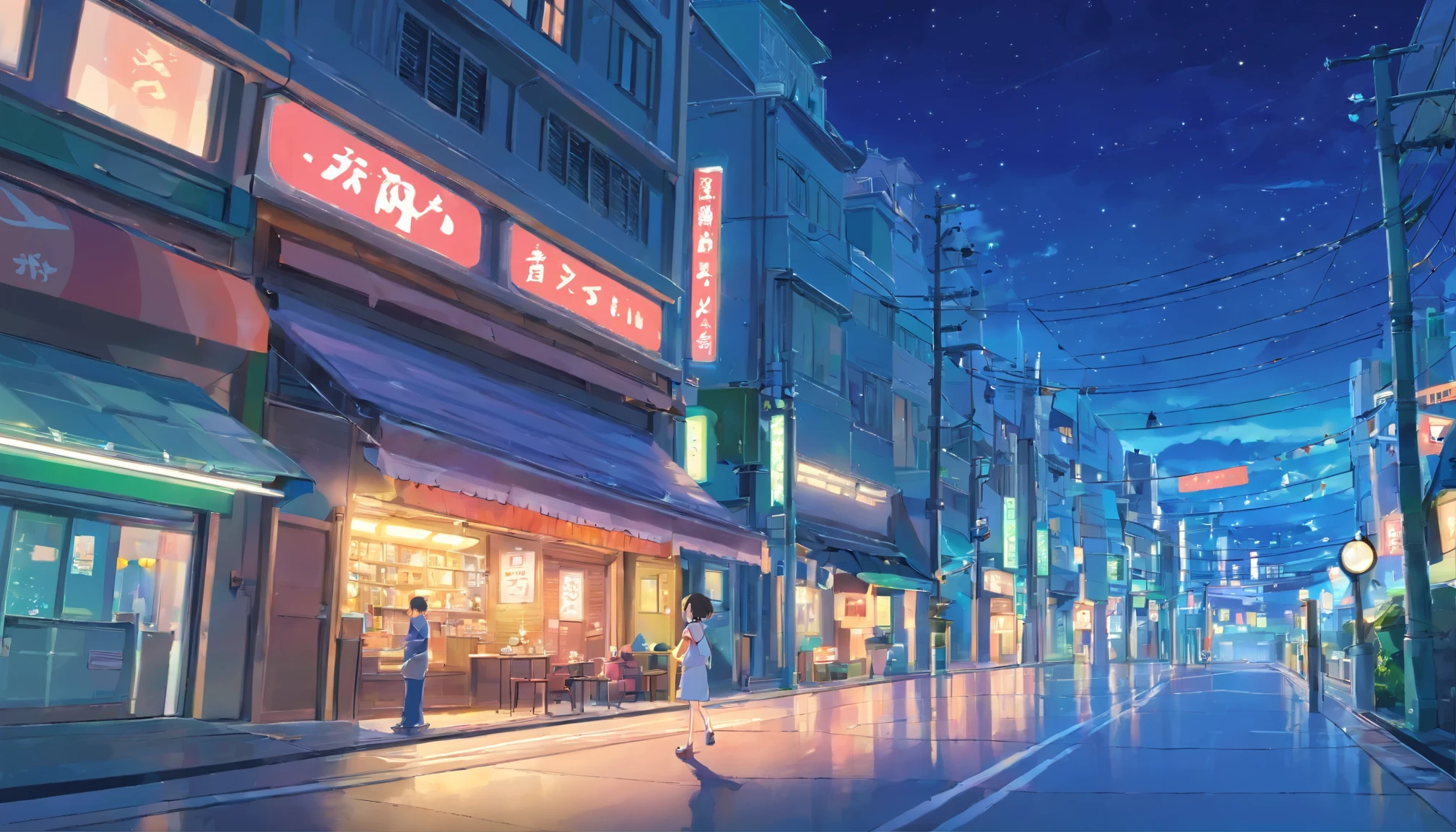 makoto shinkai,makoto shinkai'Style,teenage girl,Japanese,night