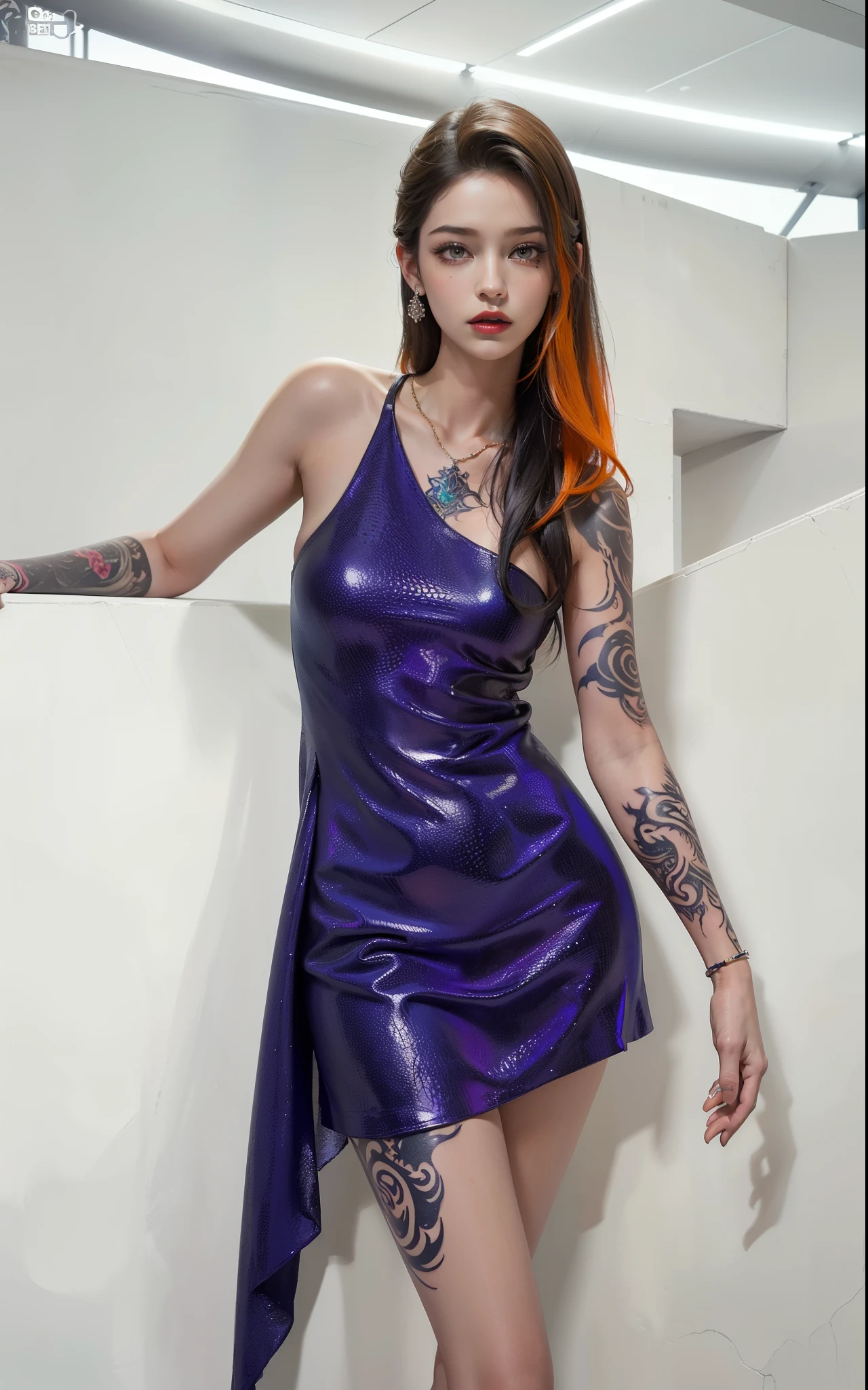 Royal sister,super detailed, Detailed face, movie stock photography , Portrait 400, F1 camera lens.6, colorful, surreal, Realistic texture, dramatic lighting, film alembic 800 (8K, original photo, better quality, masterpiece: 1.2), super detailed, (highly refined skin: 1.2), 8K Ultra HD, SLR camera, soft light, high quality.Frozen queen,Succubus,fallen angel,blue pupils,Apply red lipstick,luxury clothing,Gorgeous jewelry,full body color tattoos,big breasts,black tattoo(There are tattoos all over the body),Tattoos on the legs(A black dragon),The tattoo is very three-dimensional,Gorgeous and intricate tattoo designs,Five fingers neatly arranged,Fingers straightened