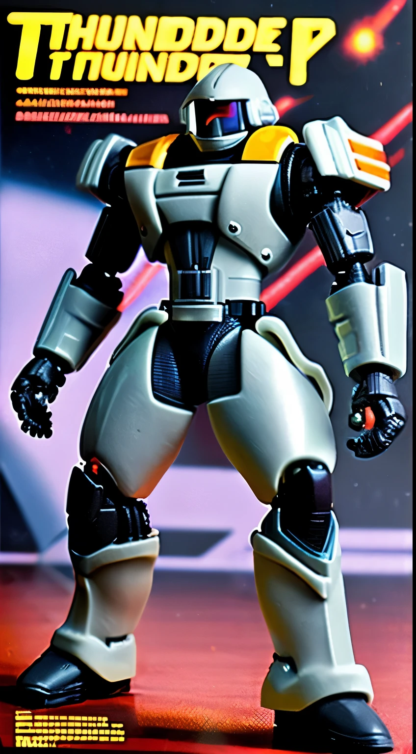 ???? "thunder Schtorm" 2 action figure and high-tech robot packaging from Action figure line based on the Alien movie, Gray-based packaging, Action figure line based on the Alien movie, Outlaw space fighter with big lazer gun, 1979,
