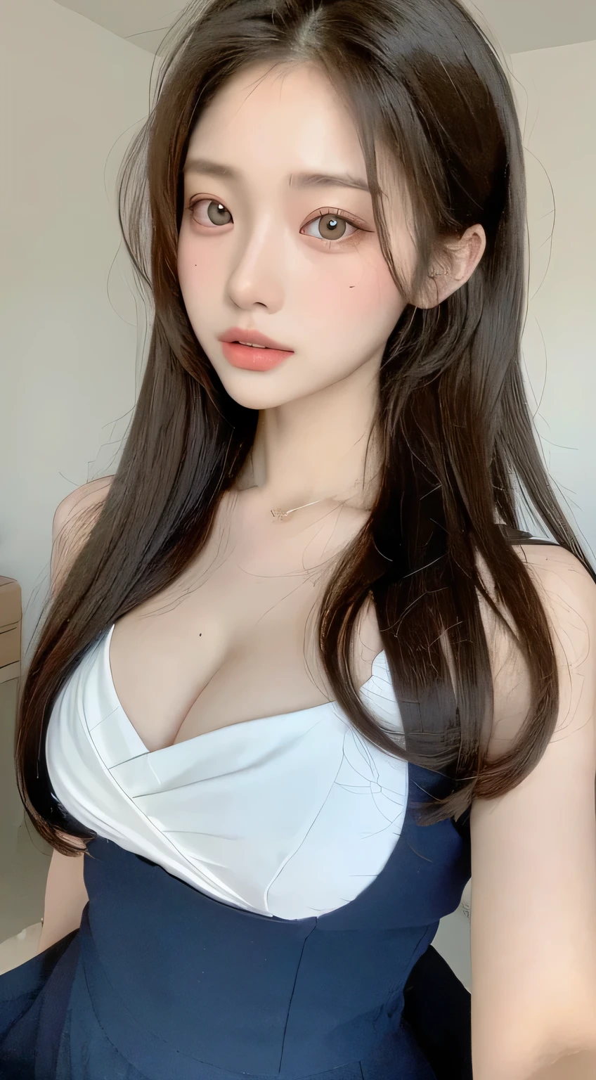 beautiful woman with perfect figure:1.4,layered hairstyles,protruding cleavage:1.2,nurse uniform:1.5,super skirt,Highly detailed face and skin texture,double eyelid,whiten skin,white long hair