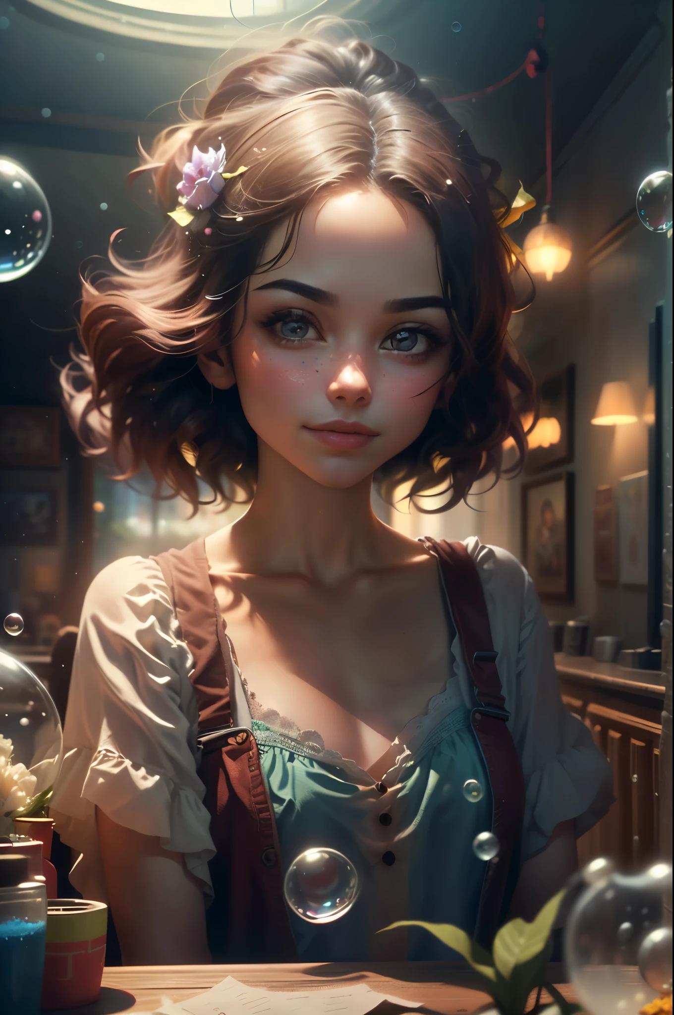 (foto de perfil recortada), ((1 beautiful young woman inside a soap bubble: 1.5)), sentado en una almohada rosa, ((flying through a beautiful and magical fairy tale city: 1.4)), (Hiper detallado : 1.3), ((ropa vestido delicado con adornos florales: 1.4)), ((atardecer background below a beautiful fairy tale landscape: 1.3)), ((Escena imaginativa)), ((Rostros y cuerpos perfectos, meticulosamente detallado: 1.3)), ((tiro lejano: 1.4)),((Mejor calidad)), ((obra maestra)), 3d, (((atardecer:1.2))), (Fotorrealista:1.4), ((frontal camera)), (sonriendo felizmente, with hands resting inside the soap bubble, sorprendido por la hermosa ciudad de las hadas:1.4), ((film lighting: 1.2)), 32k.