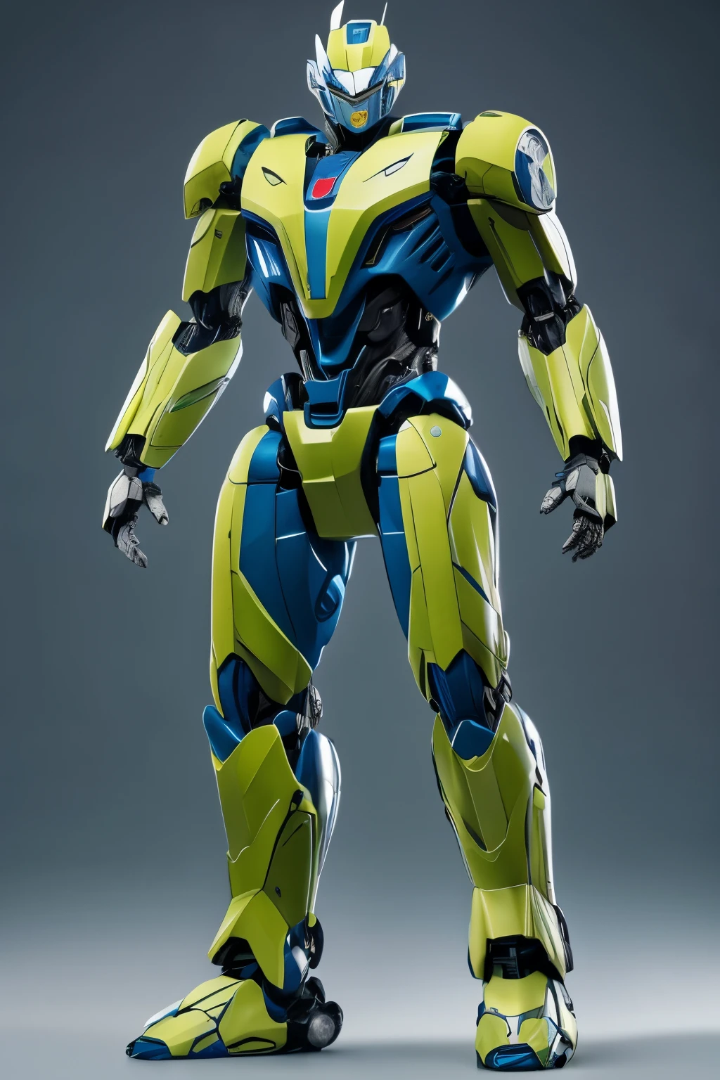 Roboto, Brasileiro, enferrujado, abandonado, cavaleiro,bem detalhado, Transformers,4k, usando as cores branco amarelo azul verde, Realistic head and arms and body and legs and feet