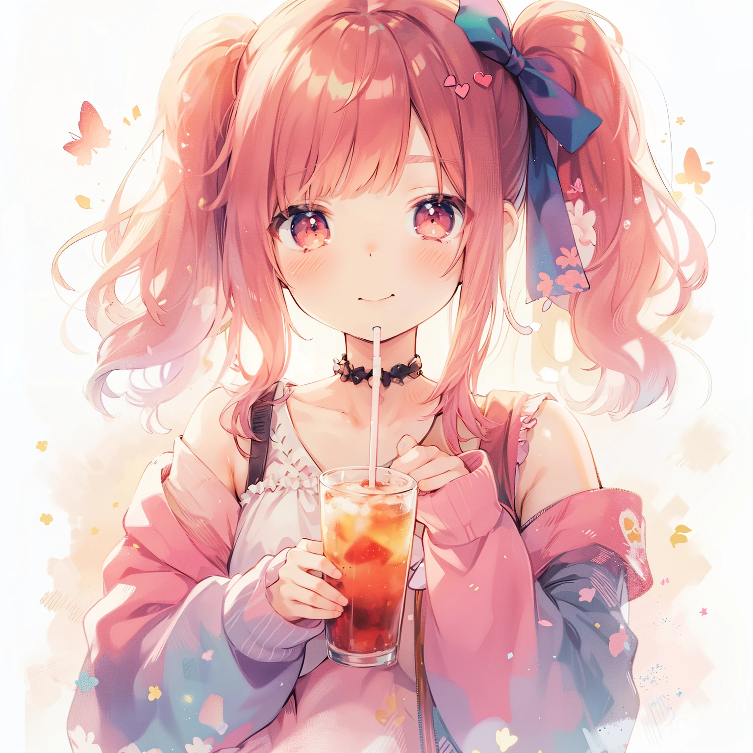 anime girl with a drink in her hand, anime girl drinks energy drink, cute anime girl, soda themed girl, anime visual of a cute girl, anime girl, anime style 4 k, portrait of cute anime girl, (anime girl), guweiz, pretty anime girl, an anime girl, cute anime girl portrait, young anime girl, cute kawaii girl