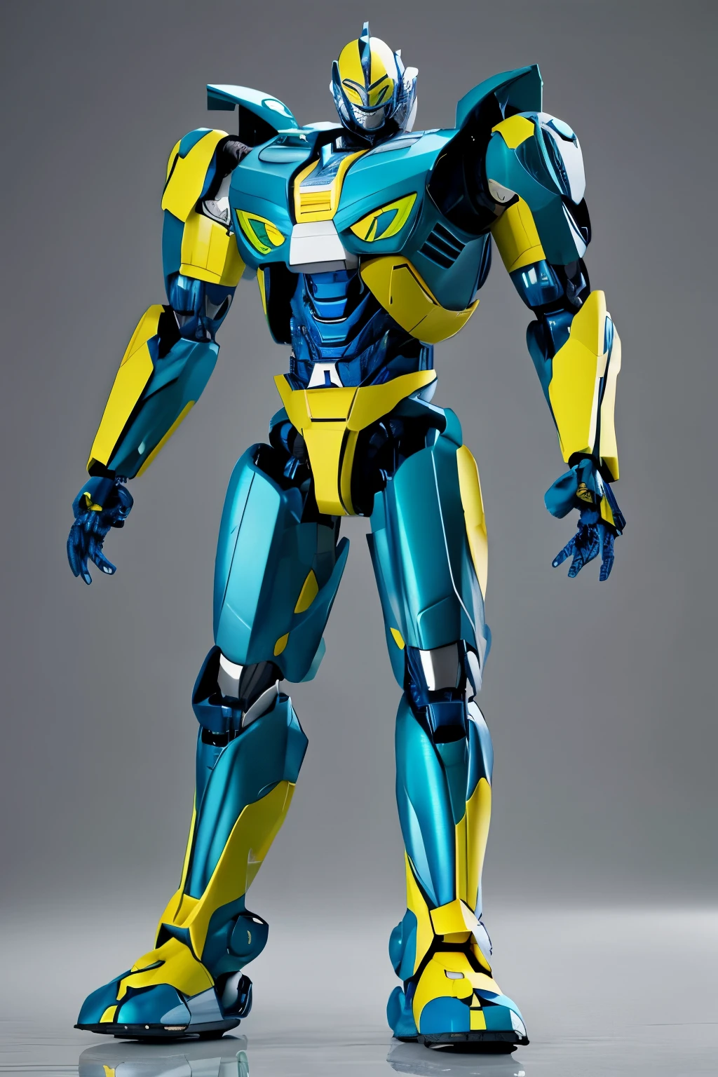 Roboto, Brasileiro, enferrujado, abandonado, cavaleiro,bem detalhado, Transformers,4k, usando as cores branco amarelo azul verde, Realistic head and arms and body and legs and feet