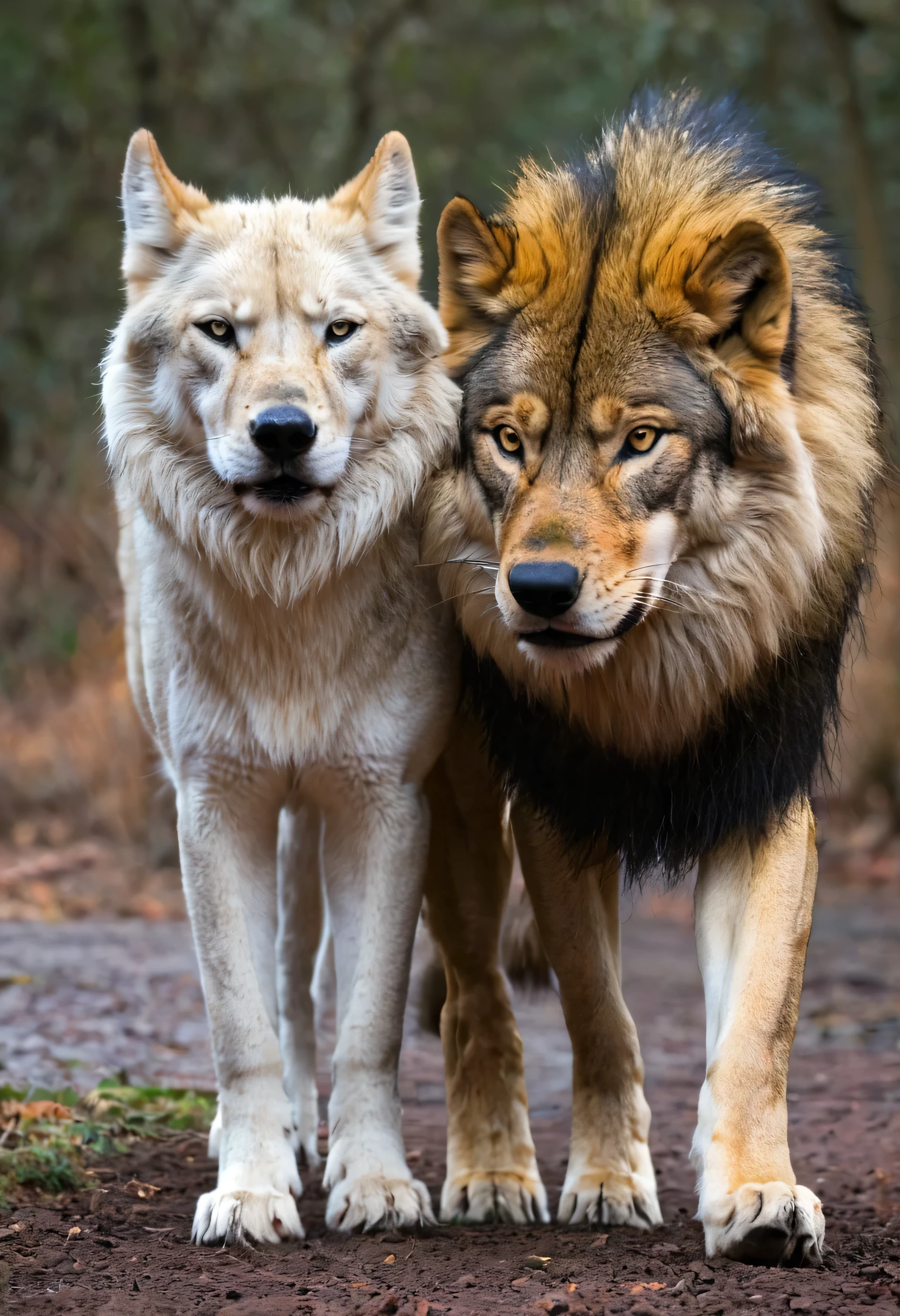 lion and wolf