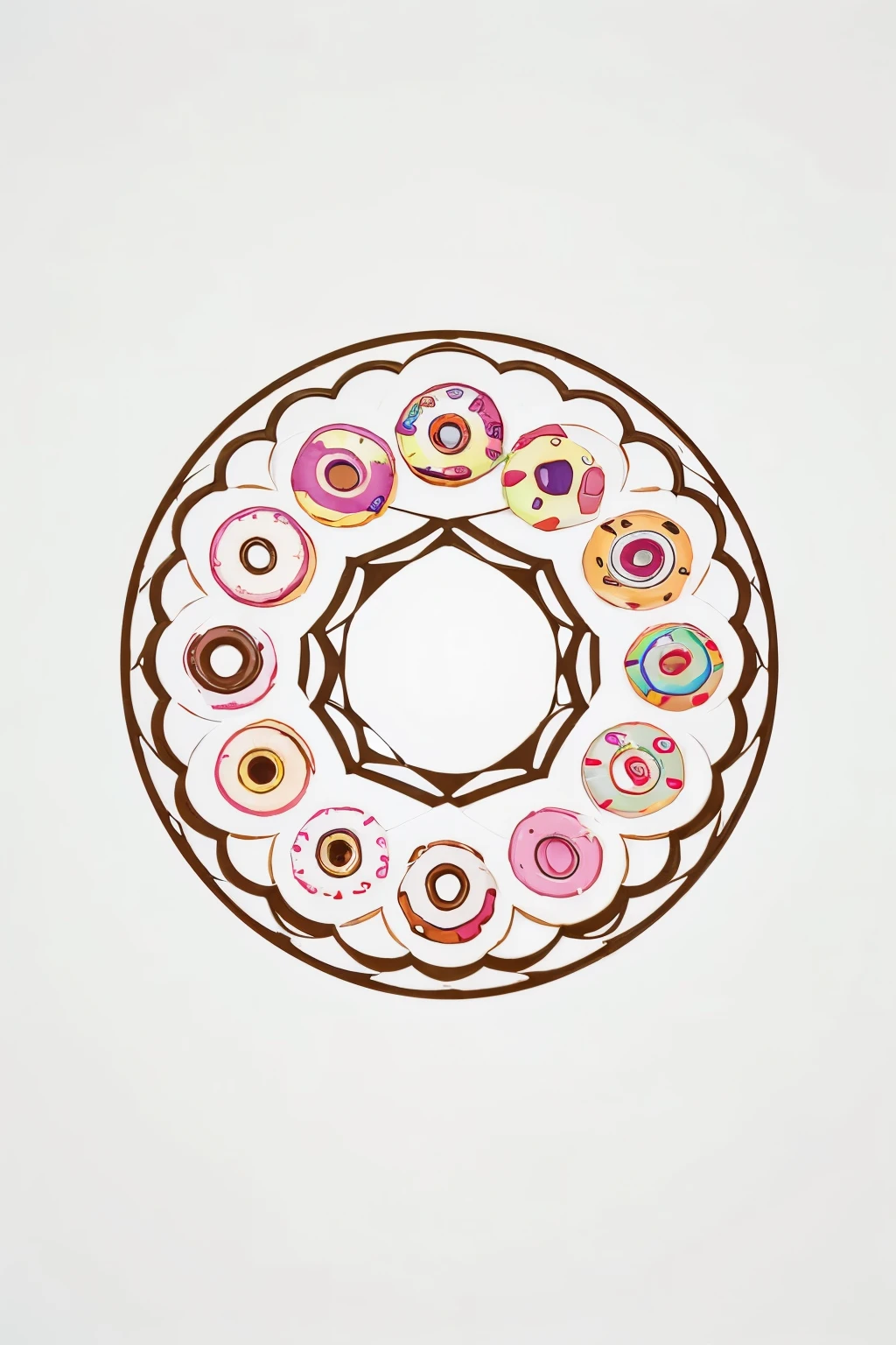 a logo illustration geometric style white background for donut shop
