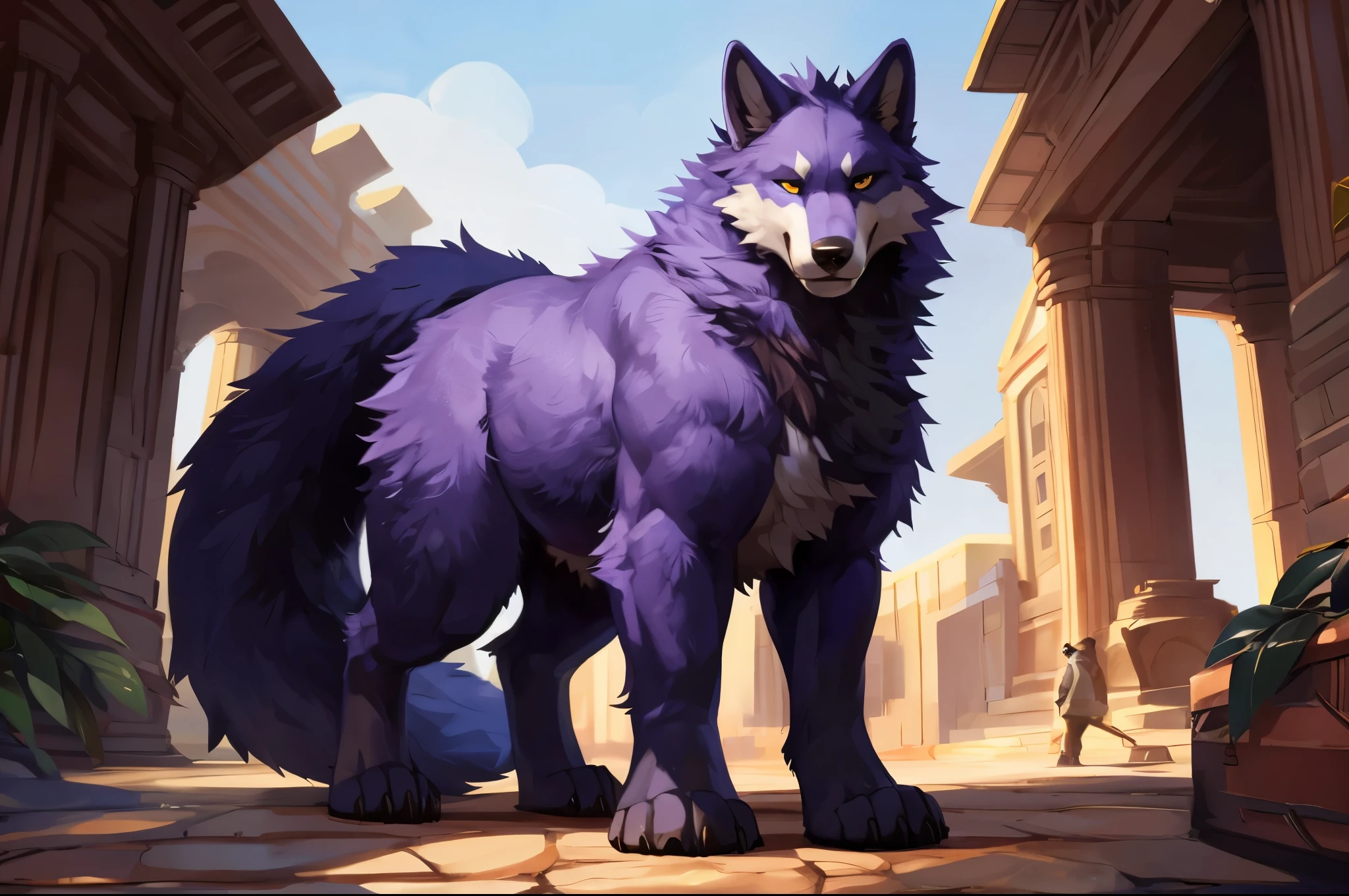 4k ultra quality, 4k full body view,(ultra high detailed body),strong wolf,dire wolf, detailed body,by mystikfox61, by glitter trap boy,feral paws, by bebebebebe,by morethreedee, by seibear,(thick thigh),(chubby thigh),thicc thigh,thick legs,chubby legs,thicc legs,massive butt,enomorous thigh,massive thigh,massive legs,thick lower legs,wide legs,(detailed thigh),(wide thigh),fluffy belly,feral belly,sharp nails,((sfw)),(ultra detailed face),detailed eyes,big tail,fluffy tail,(detailed tail),enomorous tail,bigger tail,huge tail,volumetric light,muscle legs,big paws,(thick paws),fluffy paws,furry paws,enomorous paws,(animal focus), beast,standing,(bigger lower body),strong lower body,(long legs),front view,master works, super fine, 4k resolution, high quality,high picture detail,dark fantasy,illusory engine, Masterpiece,feral body,muscular feral,faint lighting,shiny fur,polar lights background,outside