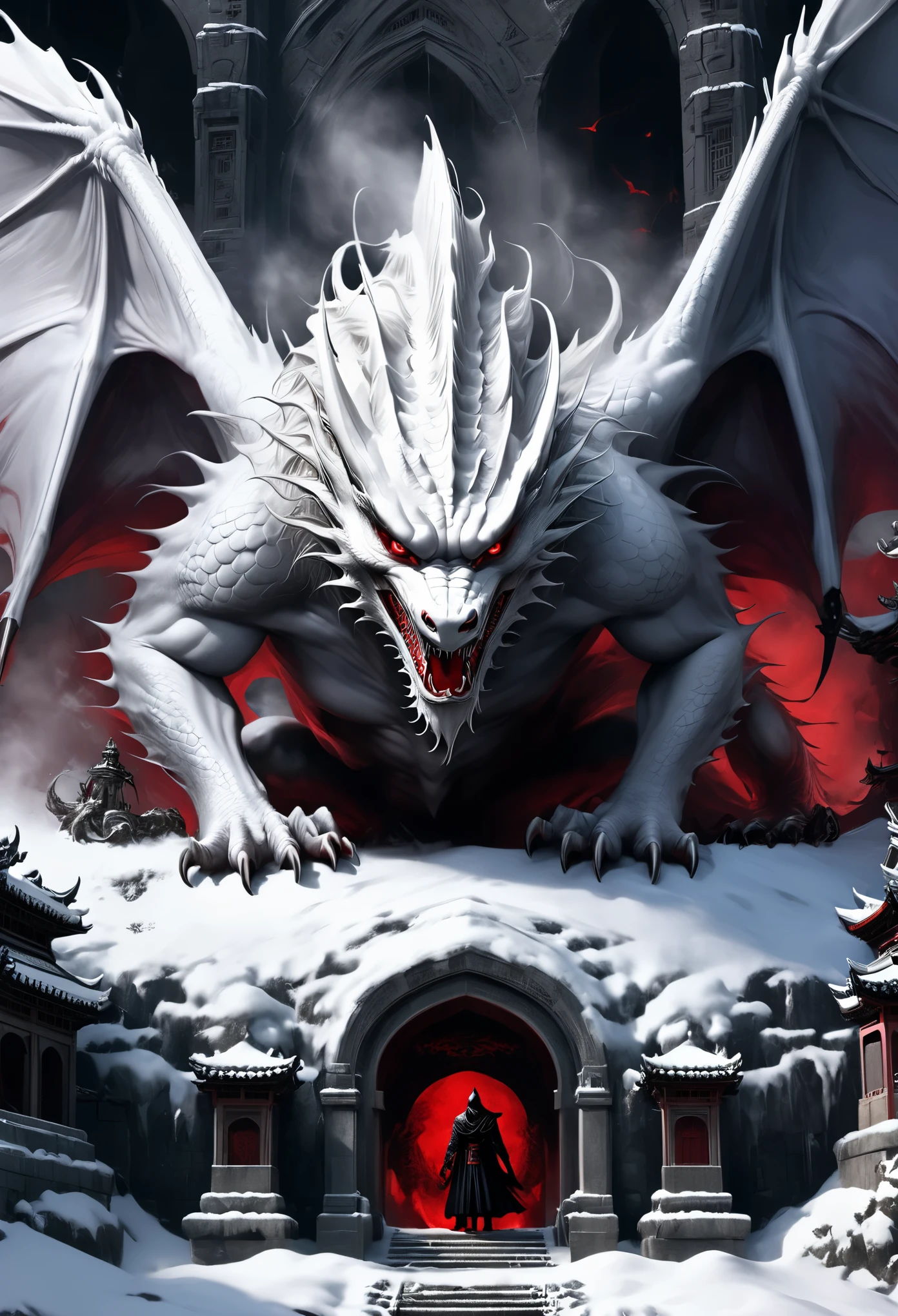 男vampire, 男vampire of clan banu haqim, Red eyes, king of death, 男vampire, ex-demon, dark fantasy style art, vampire, 黑暗vampire
高层建筑可愛的冰晶龍巨大的身軀在地下城中顯得雄偉而強大)Its towering body and huge wings show the power and majesty of its ruler . Dungeon covered with snow, There are also large snowflakes flying. Magical and fantasy details depict the gorgeous and lovely white dragon image in the dungeon. Artwork Fantasy Landscape Art Complex Art Ultra High Definition Highly Detailed Digital Art, Beautiful and detailed fantasy realistic fantasy illustrations 