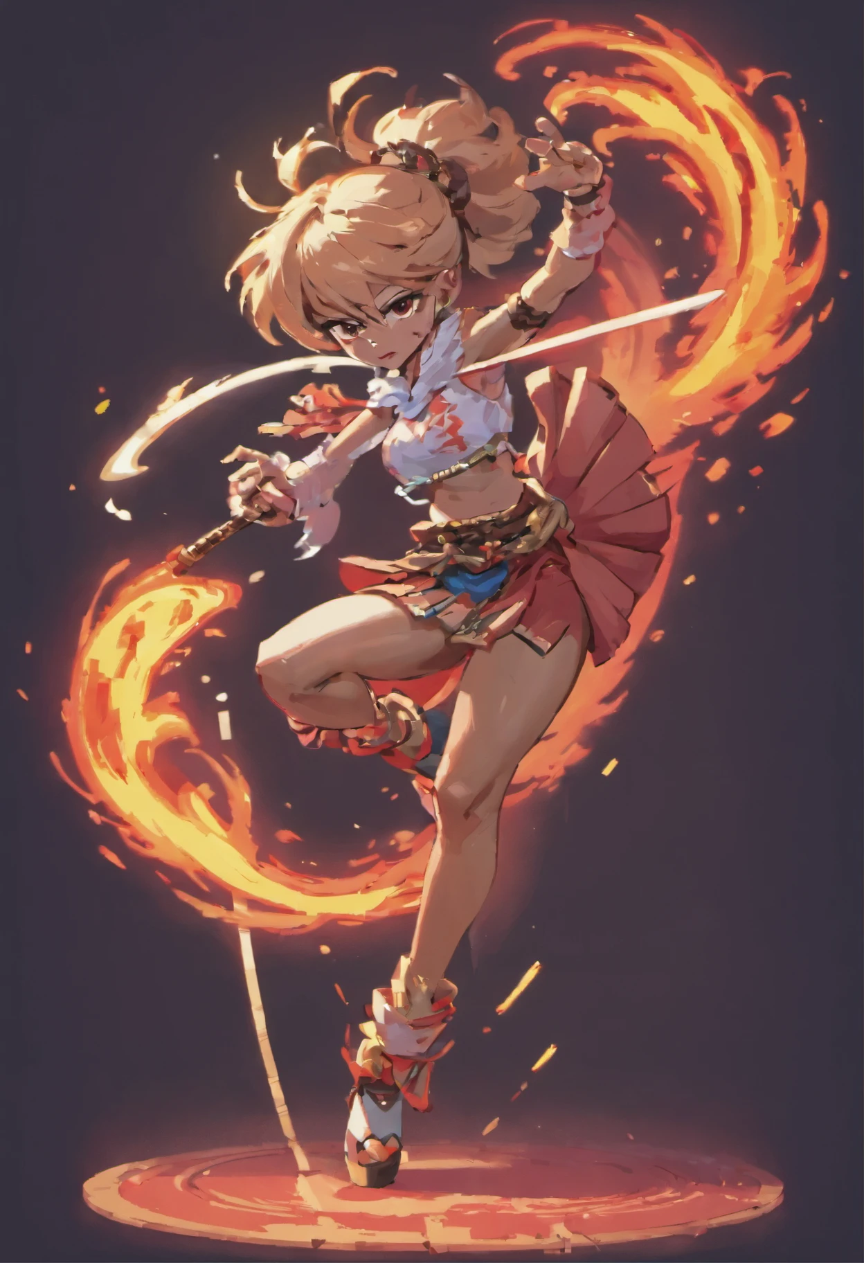 (Masterpiece, Best Quality, Best Quality), Pixel, Pixel Art, One Girl, tai chi master, one leg up pose, weilding a staff