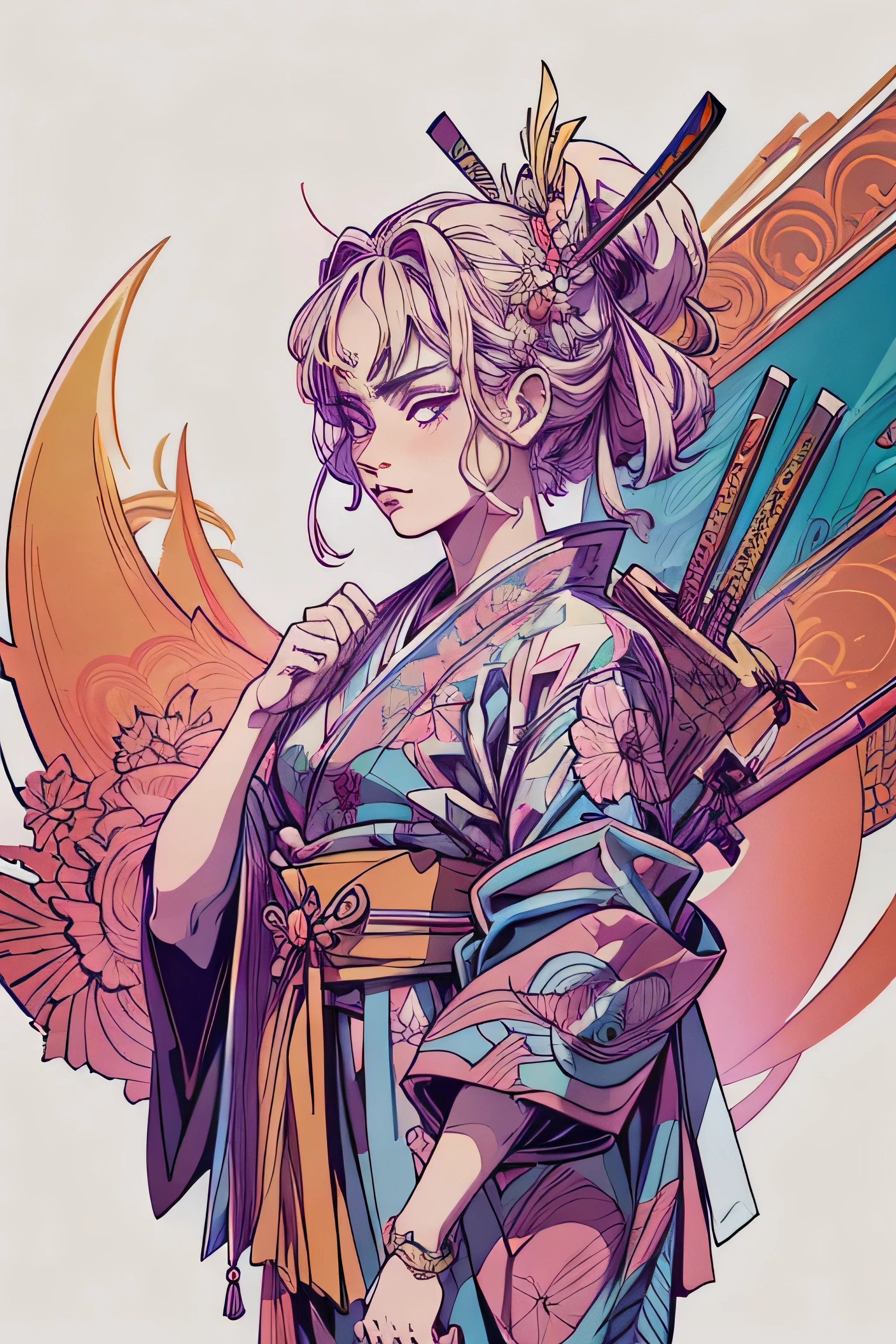 samurai, por James Jean, Melhor qualidade, obra de arte, Trabalho representativo, arte oficial, profissional, ultra intrincado detalhado, 8k