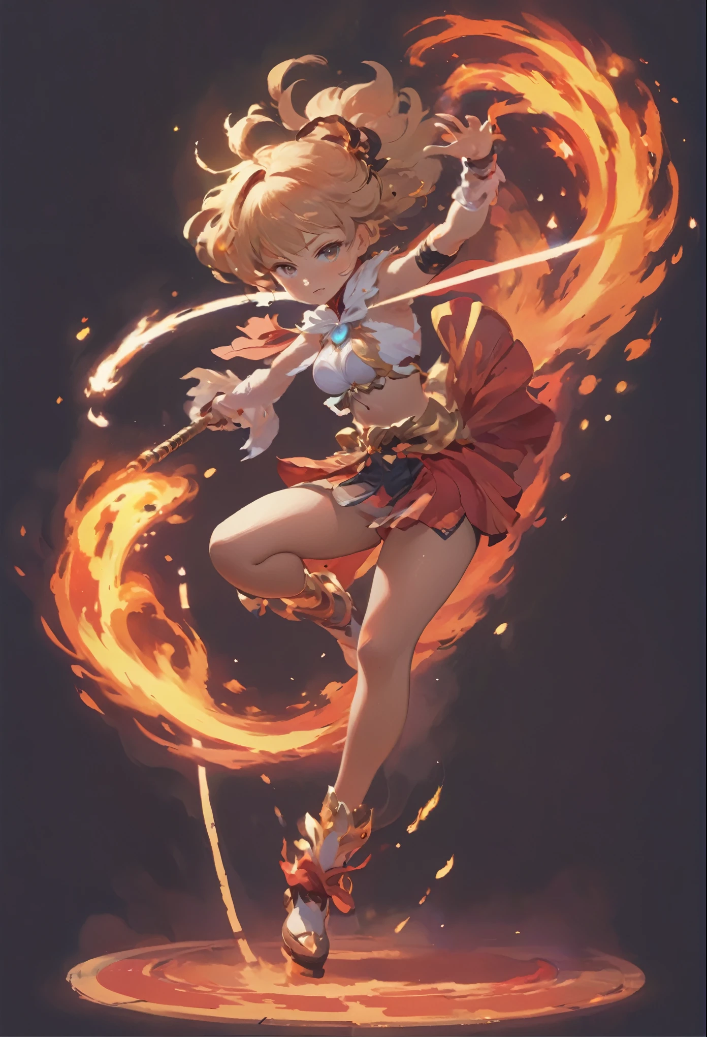 anime girl with sword and fire ring in her hand, cushart krenz key art feminine, ayaka genshin impact, cushart kenz, she has fire powers, ayaka game genshin impact, fire mage, wielding a flaming sword, fire!! full body, splash art anime , made with anime painter studio, anime character art