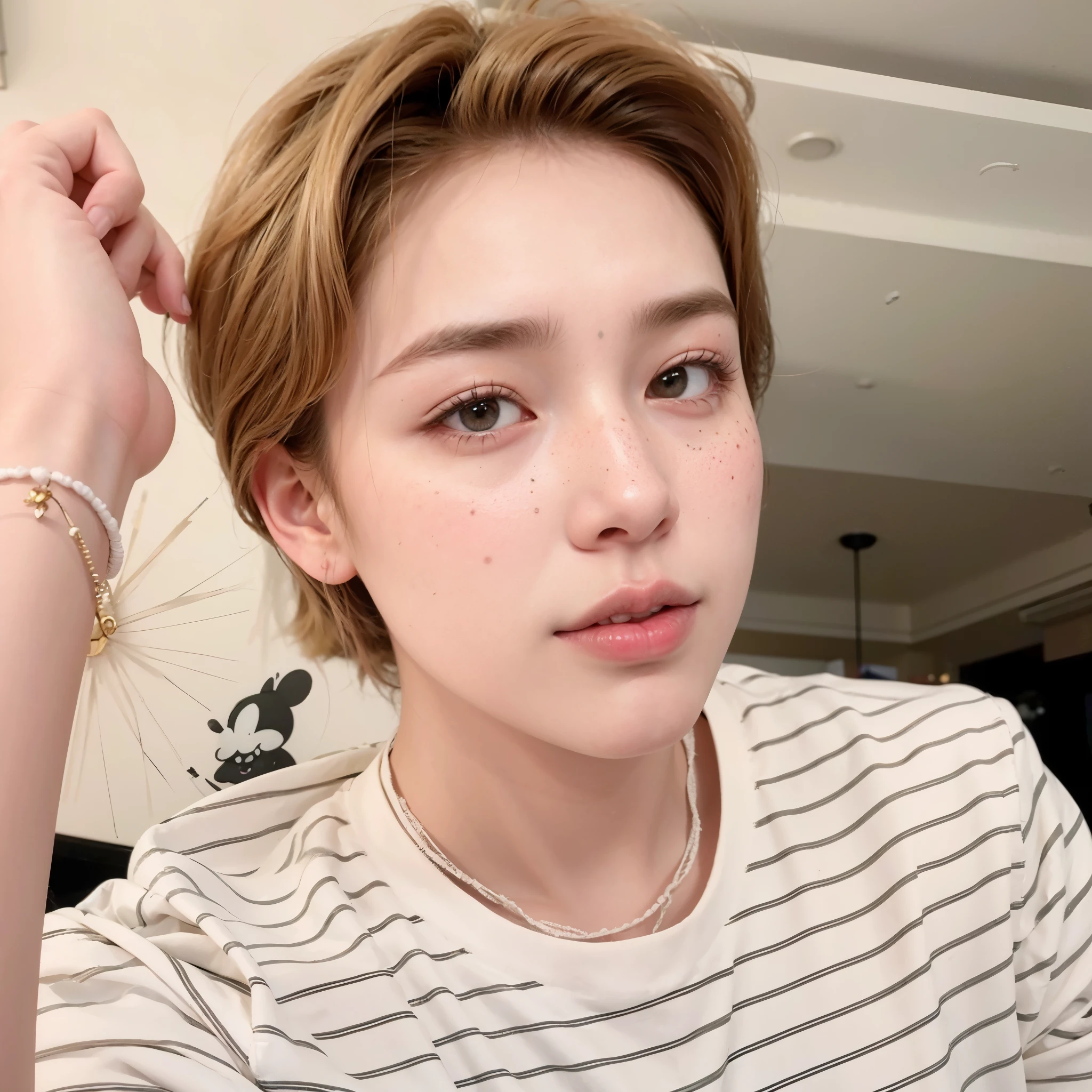 mulher arafa com cabelo colorido sentada em uma mesa, Jung Jaehyun, adorable and pale korean face, pintar ulzzang, Kim Doyoung, com cabelo curto, jossi do blackpink, Hong junho hyung, taejune kim, Ulzzang, o corte Hime, jaeyeon nam, XQC, Parque Jimin, cabelo curto platinado moleca