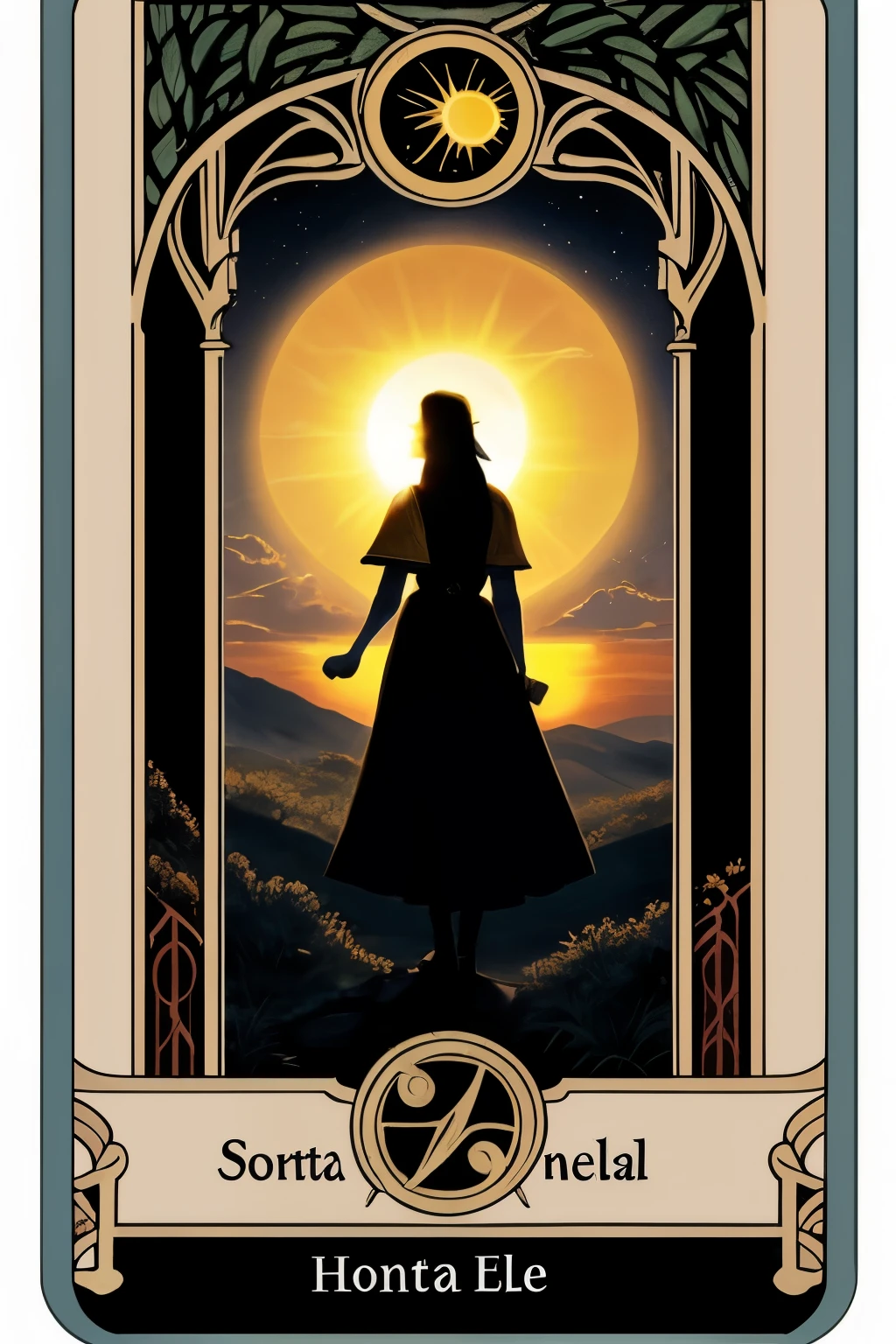 El Sol en el horizonte, imagen para carta de tarot
