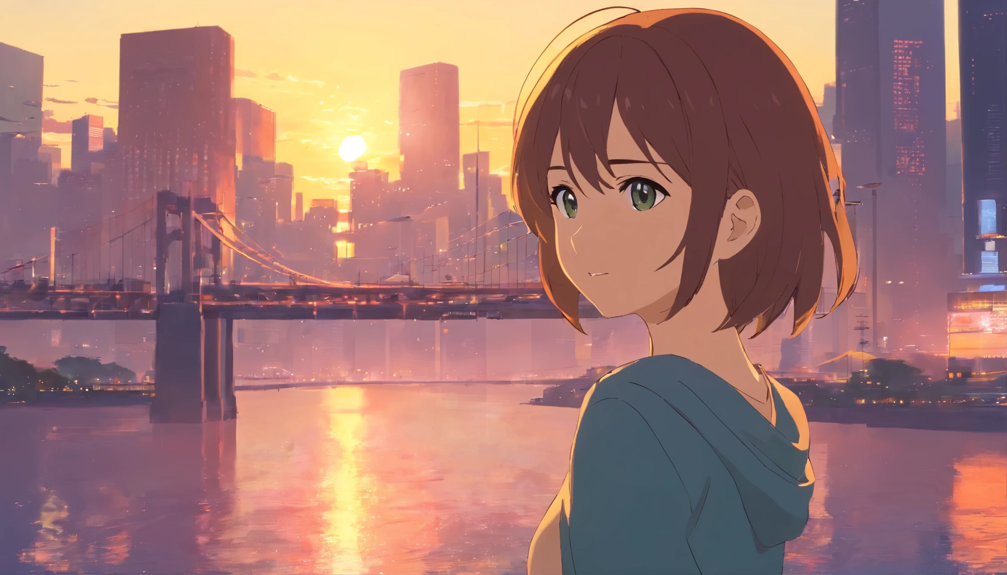 makoto shinkai,makoto shinkai&#39;style,Girl in her twenties,Japanese,middle of tokyo