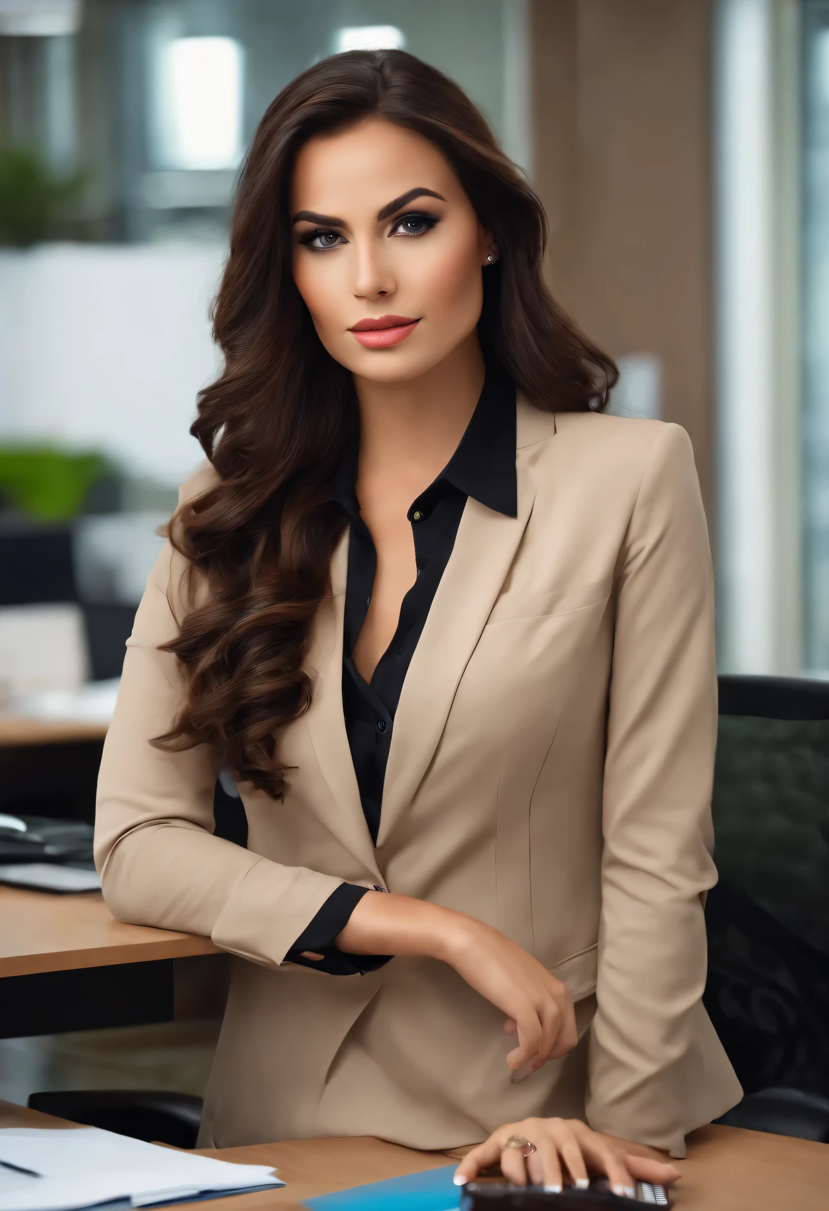 Brunete girl in the office